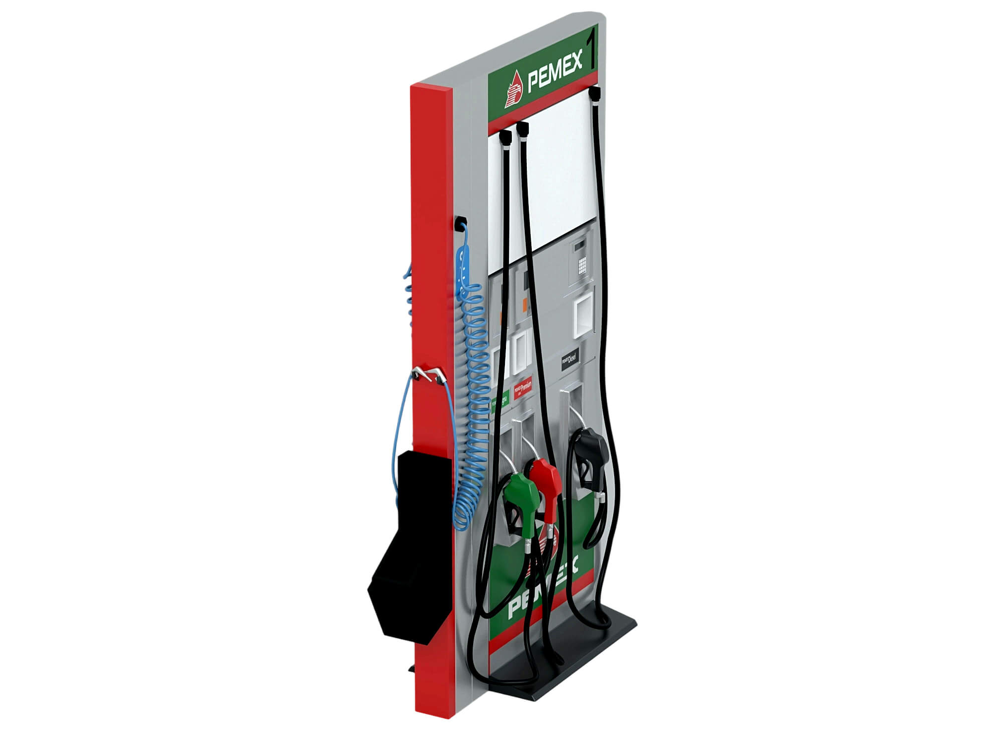 Pemex Branded Gas Station Fuel Dispenser Two Angle Set 3D Model