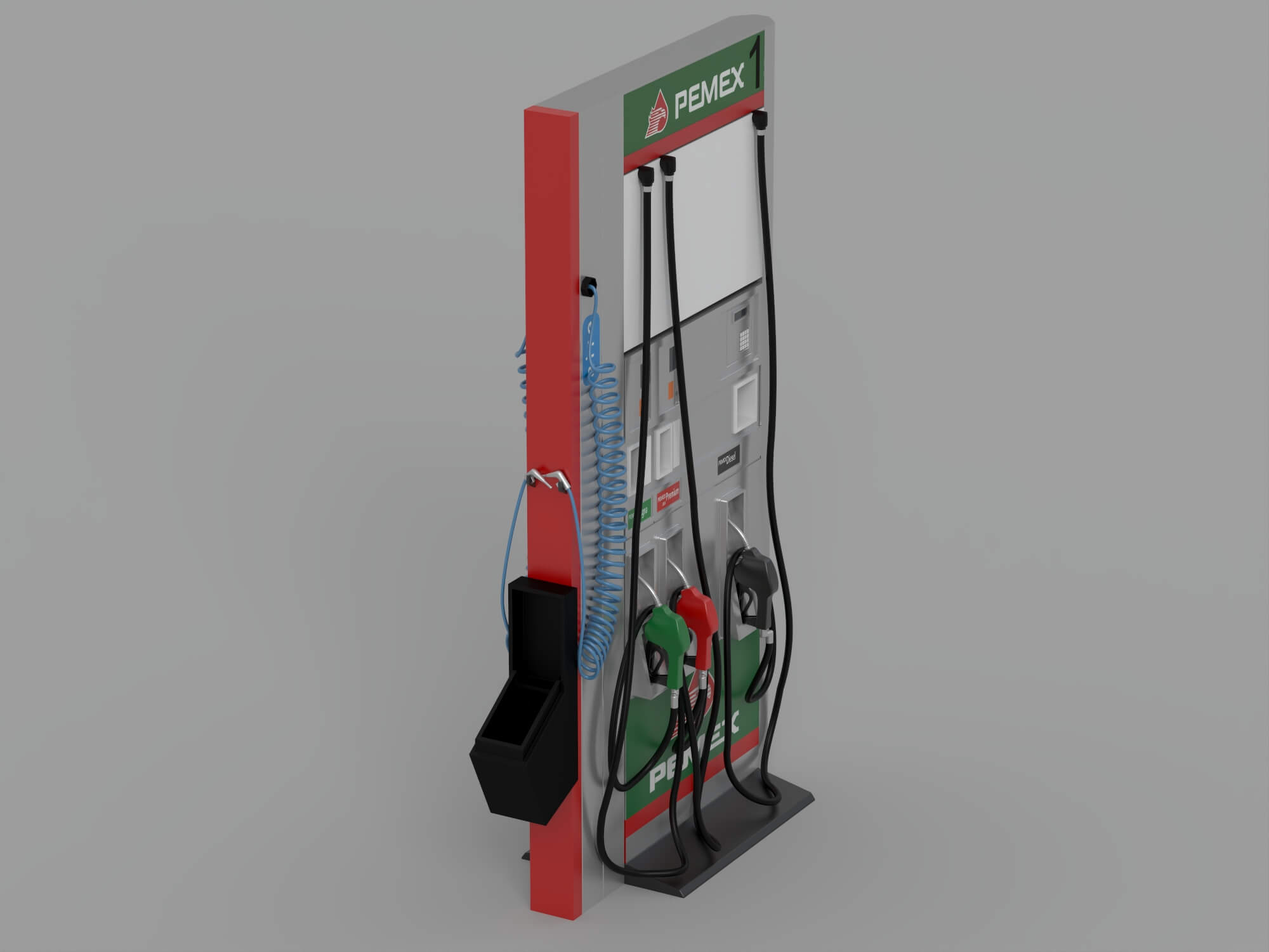Pemex Branded Gas Station Fuel Dispenser Two Angle Set 3D Model