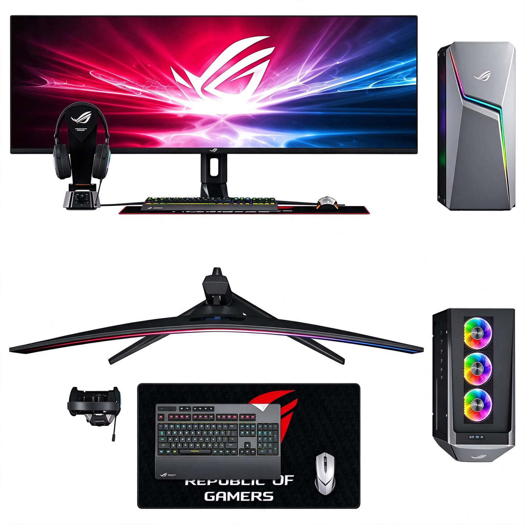ROG Gaming PC Set Ultrawide Curved Monitor 3D Model 3D Model
