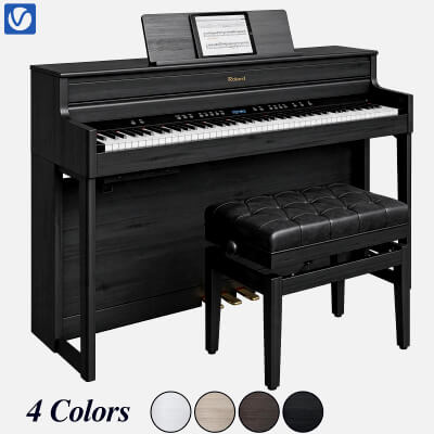 Rokard Upright Digital Piano with Bench 3D Model