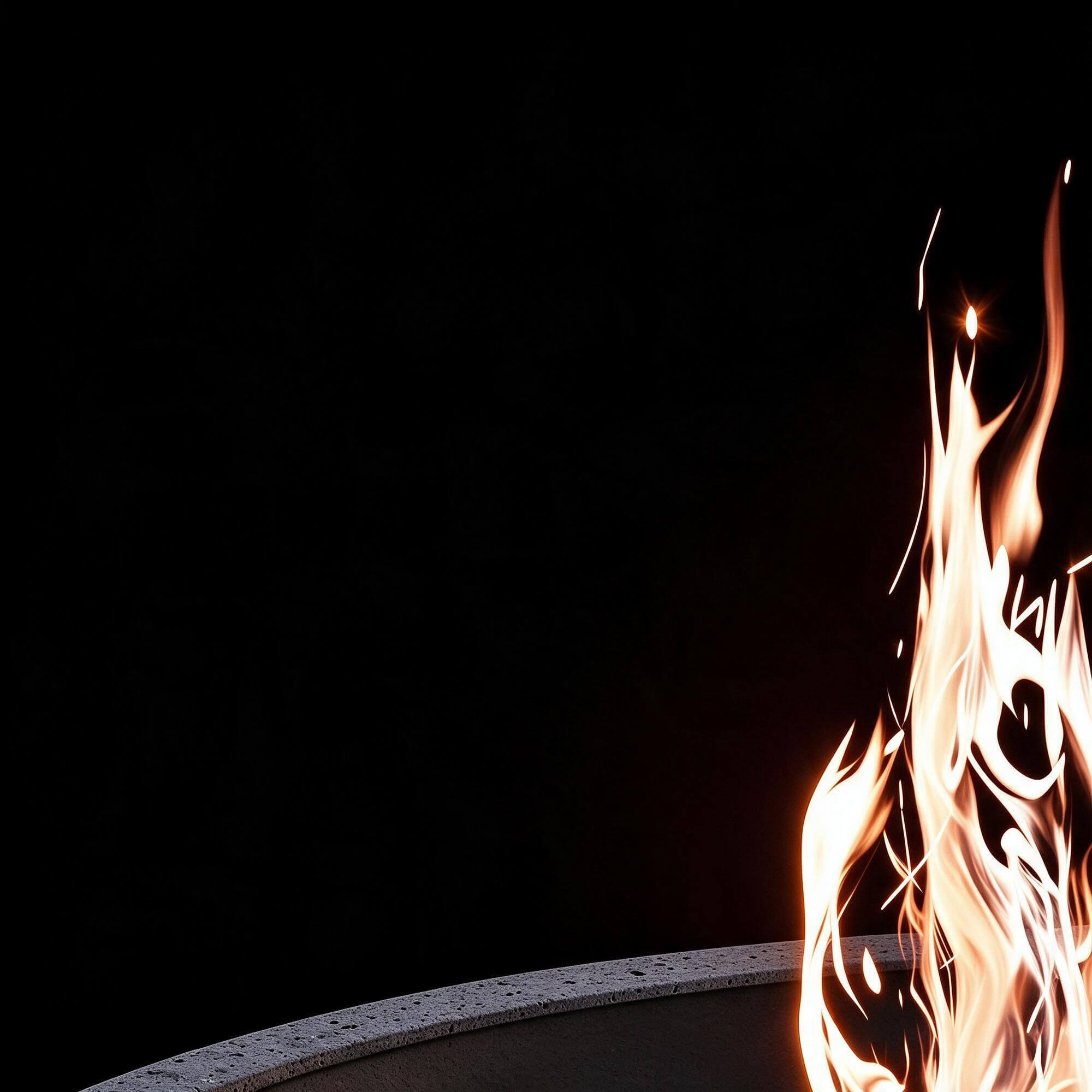 Round Concrete Wood Burning Fire Pit with Flame and Embers 3 3D Model