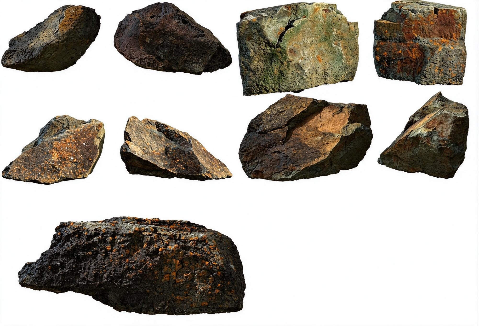 Rusty Weathered Iron Ore Rock Pack 3d Model 3D Model