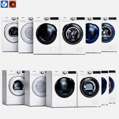 Samsung Collection of Front Load Washing Machines 3D Model
