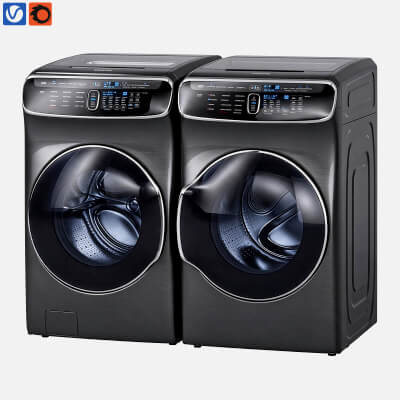 Samsung Front Load Washer and Dryer Pair 3D Model