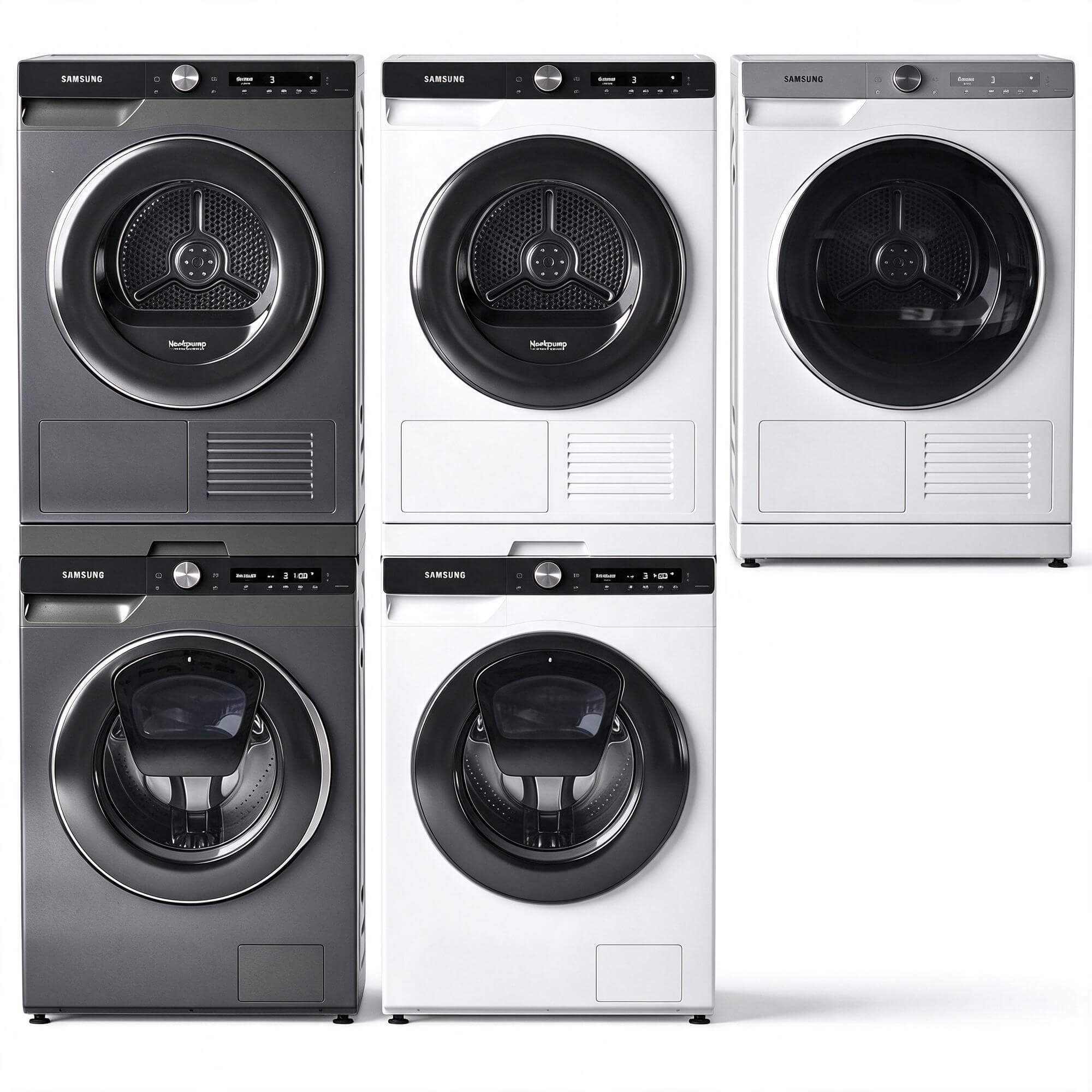 Samsung Stacked Washer Dryer Heat Pump Set 3D Model