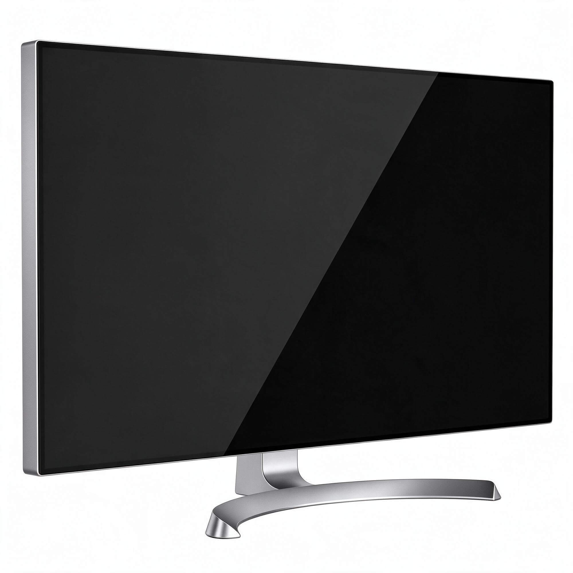 Slim Silver Curved Base Computer Monitor 3D Model 3D Model