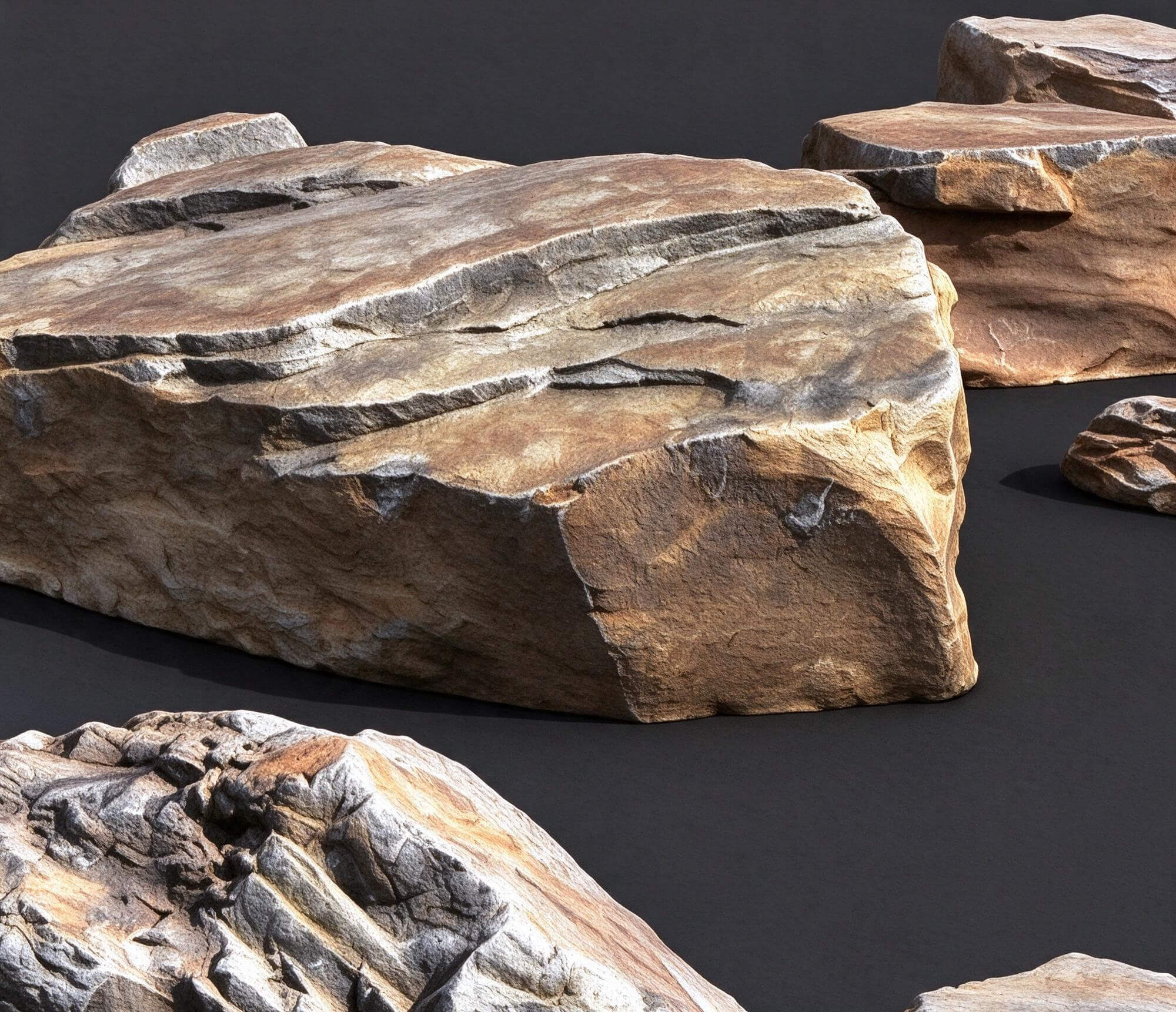Stratified Sedimentary Slab Rock Pack 3D Model 3D Model