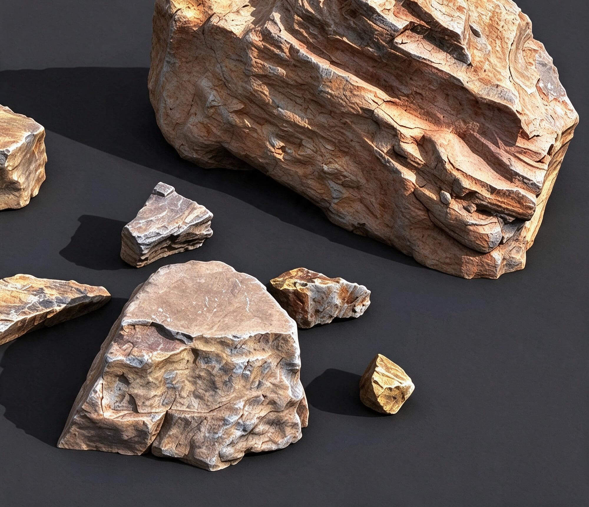 Stratified Sedimentary Slab Rock Pack 3D Model 3D Model