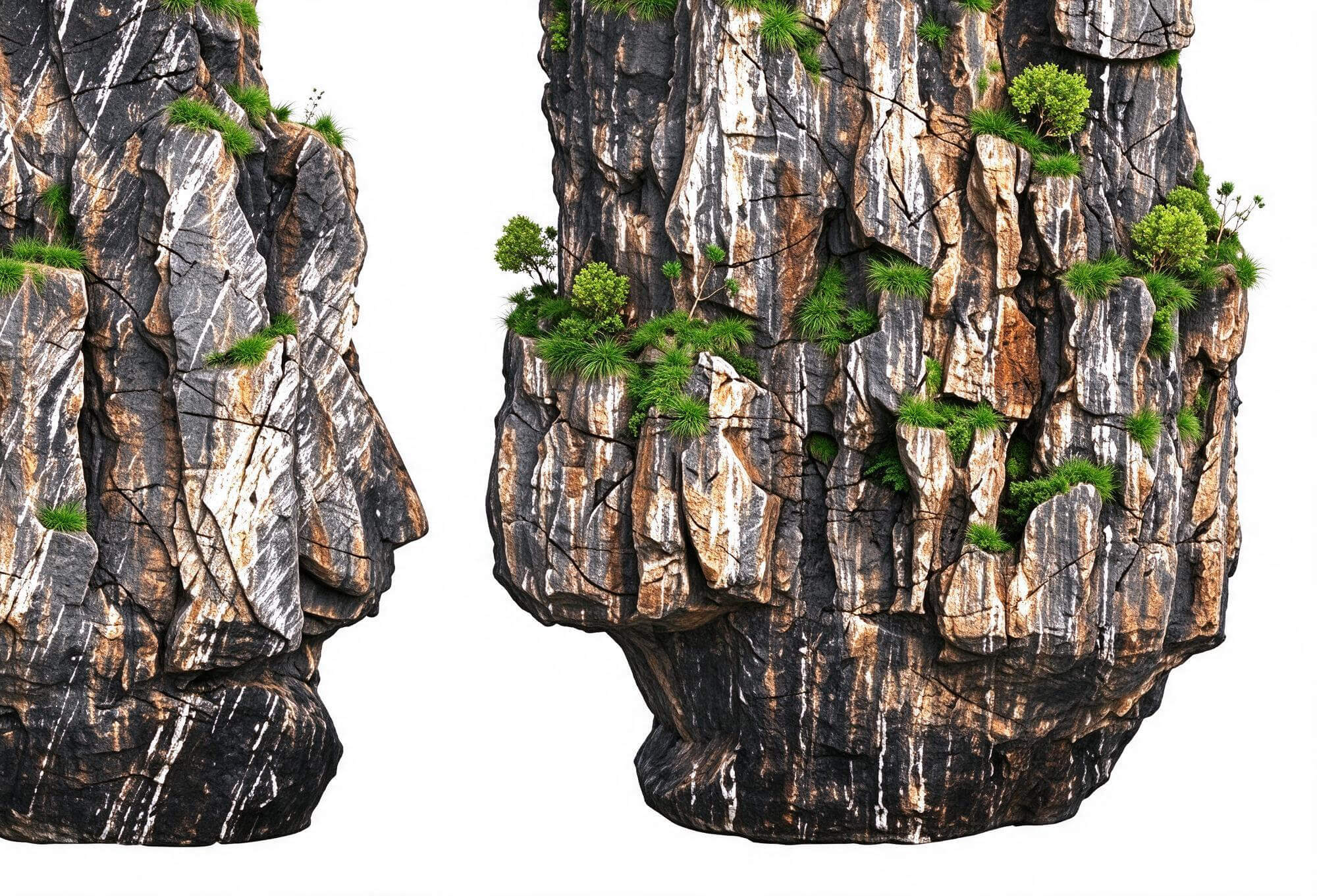 Tall Jagged Karst Cliff Spires with Vegetation 3D Model 3D Model