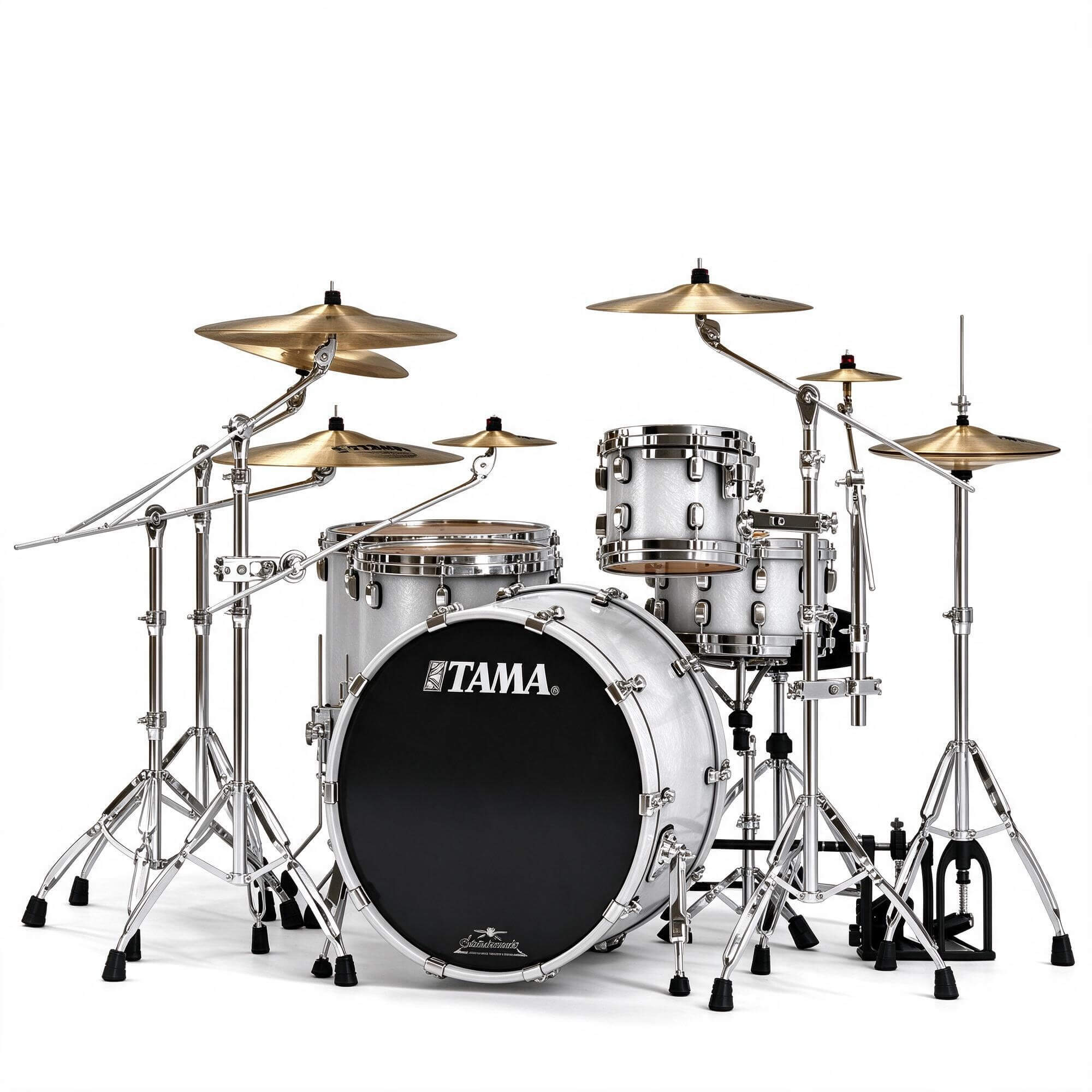 TAMA White Acoustic Drum Kit 3D Model 3D Model