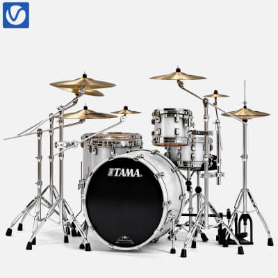 TAMA White Acoustic Drum Kit 3D Model