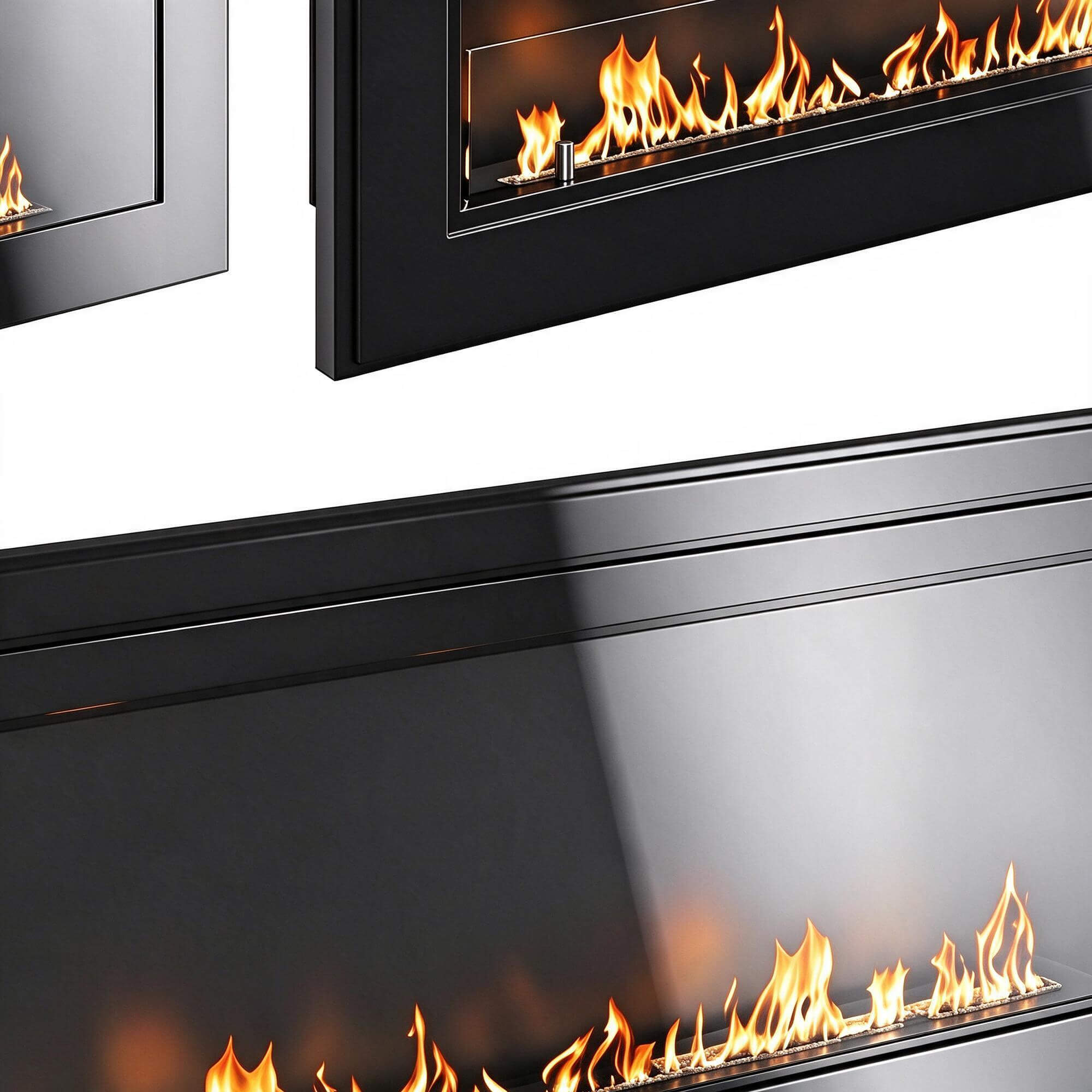 Three Sizes Built In Linear Bioethanol Fireplace Black Gloss 3D Model