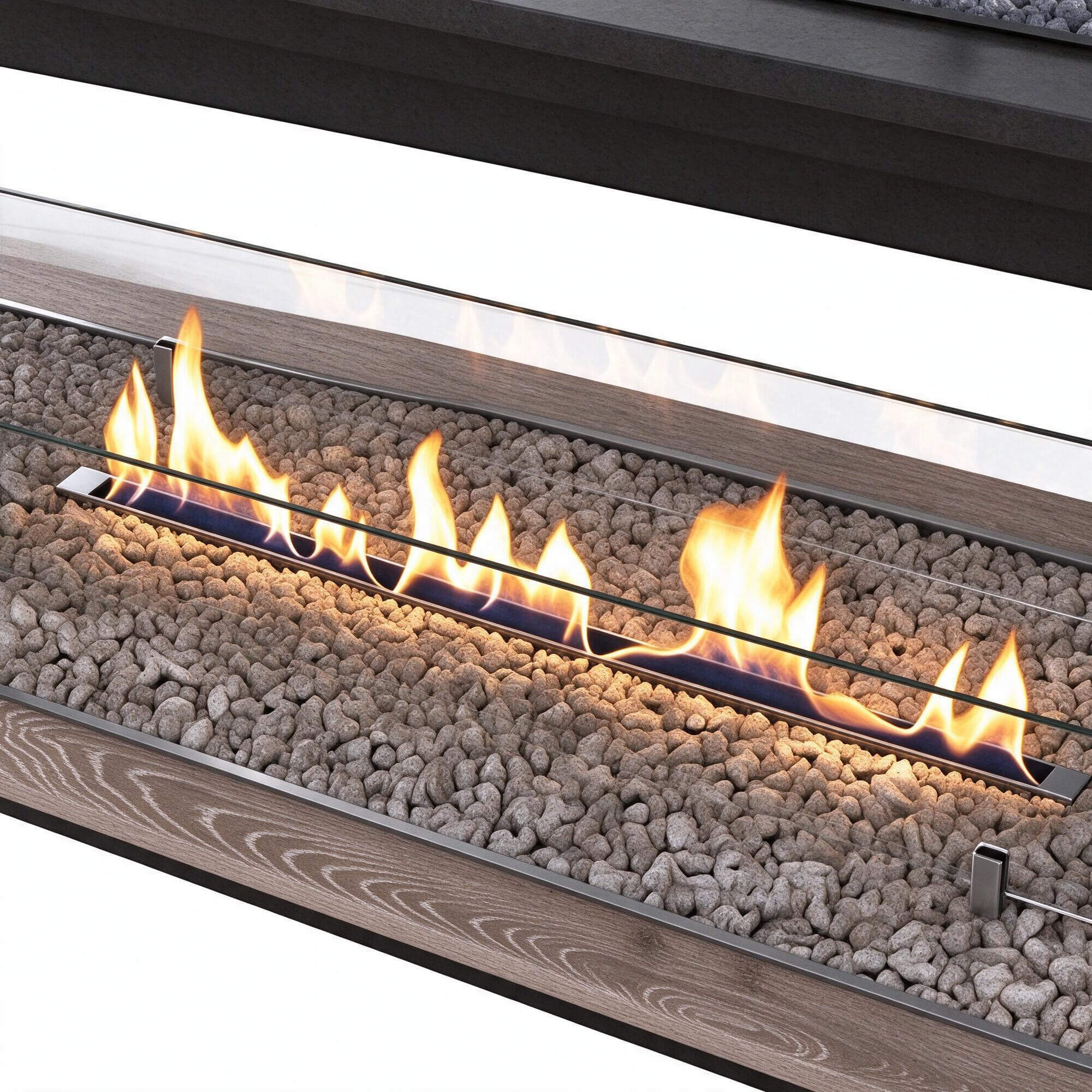 Three Versions Rectangular Bioethanol Fire Table with Glass 3D Model