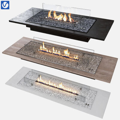 Three Versions Rectangular Bioethanol Fire Table with Glass
