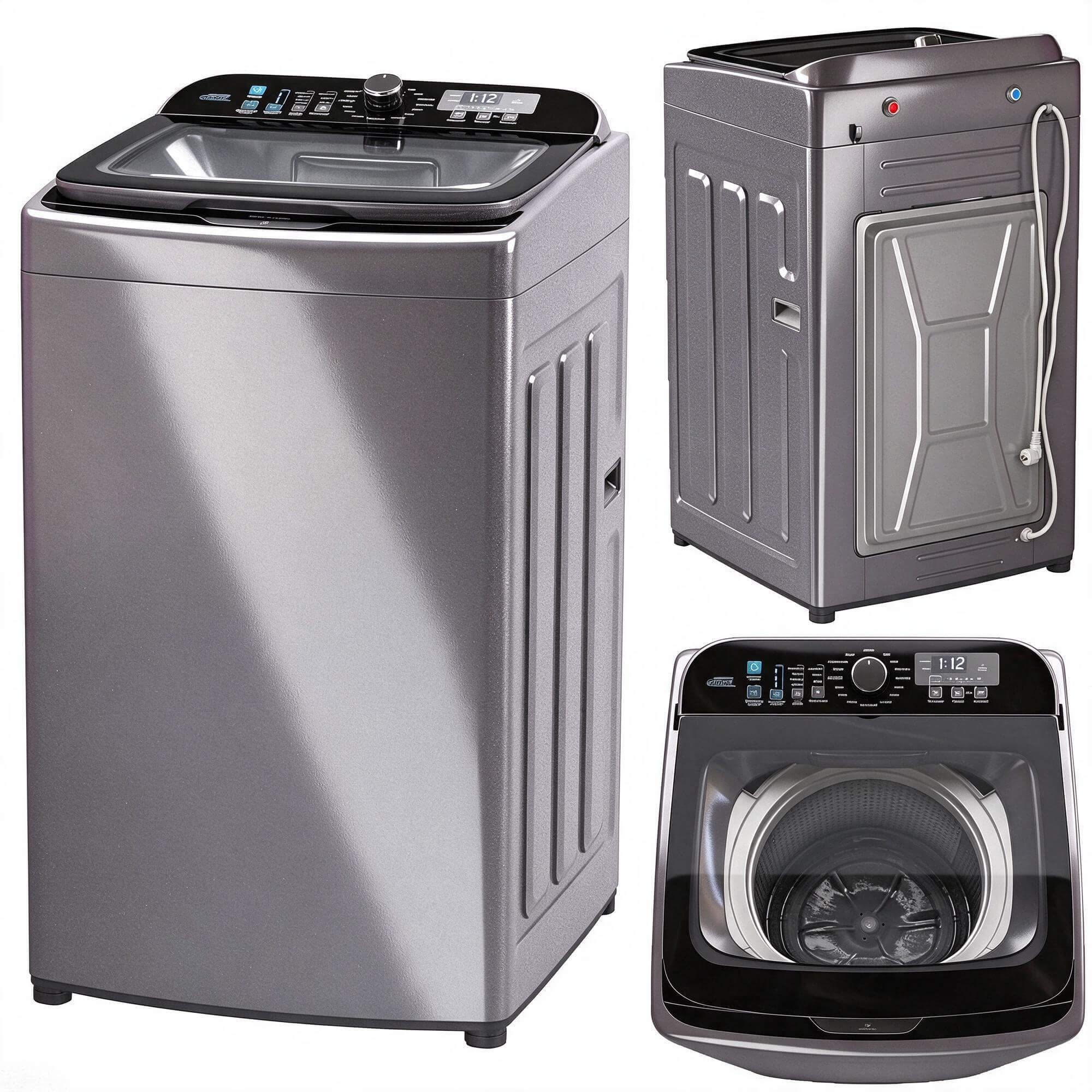 Top Load Washing Machine Grey 3D Model 3D Model