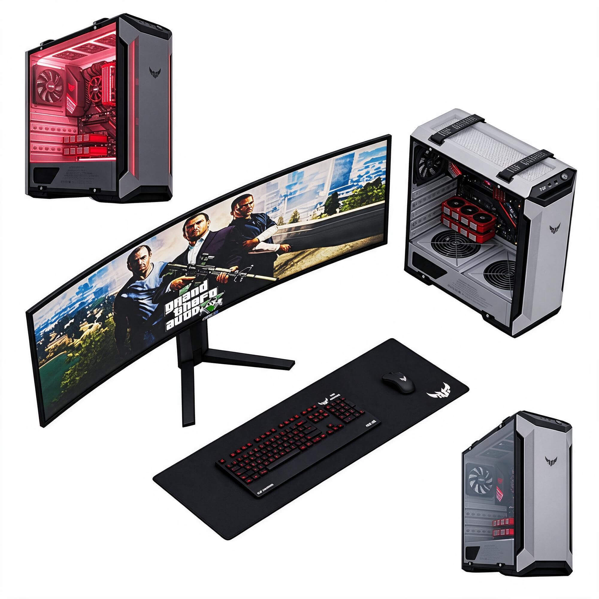 TUF Gaming PC Set Ultrawide Curved Monitor 3d Model 3D Model