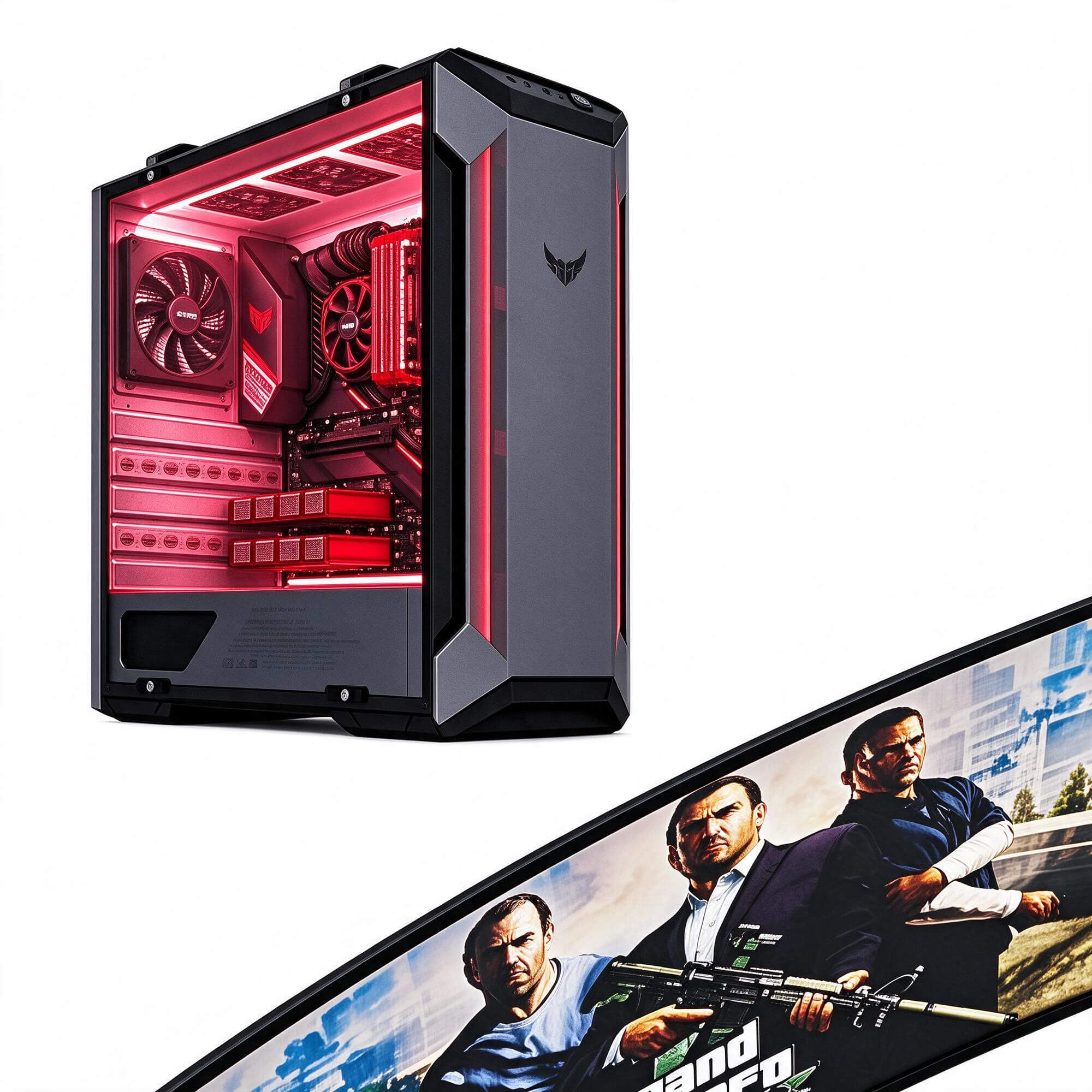 TUF Gaming PC Set Ultrawide Curved Monitor 3d Model 3D Model