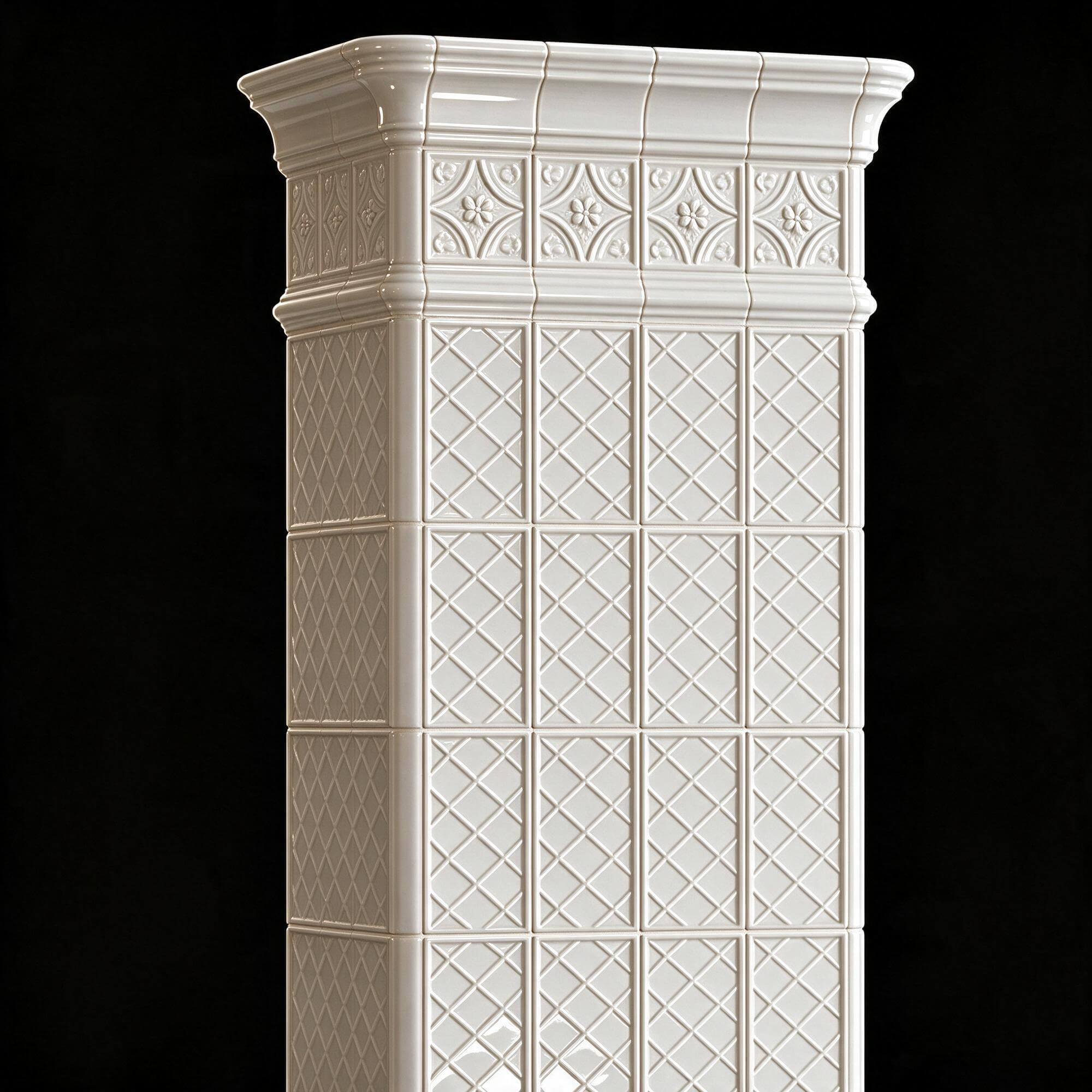 Two Style White Ceramic Tile Stove Fireplace 3D Model 3D Model