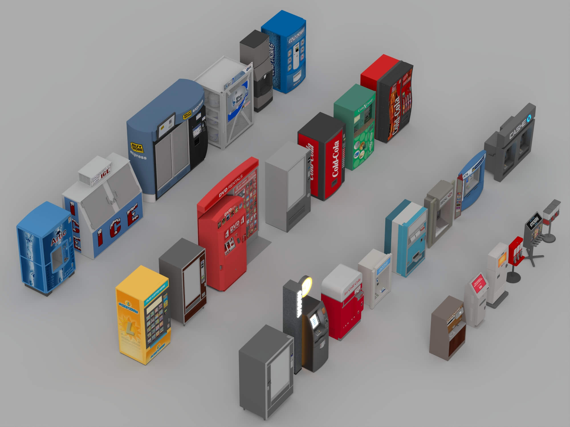 Vending Machine Kiosk 3D Model Pack Self Service Equipment S 3D Model