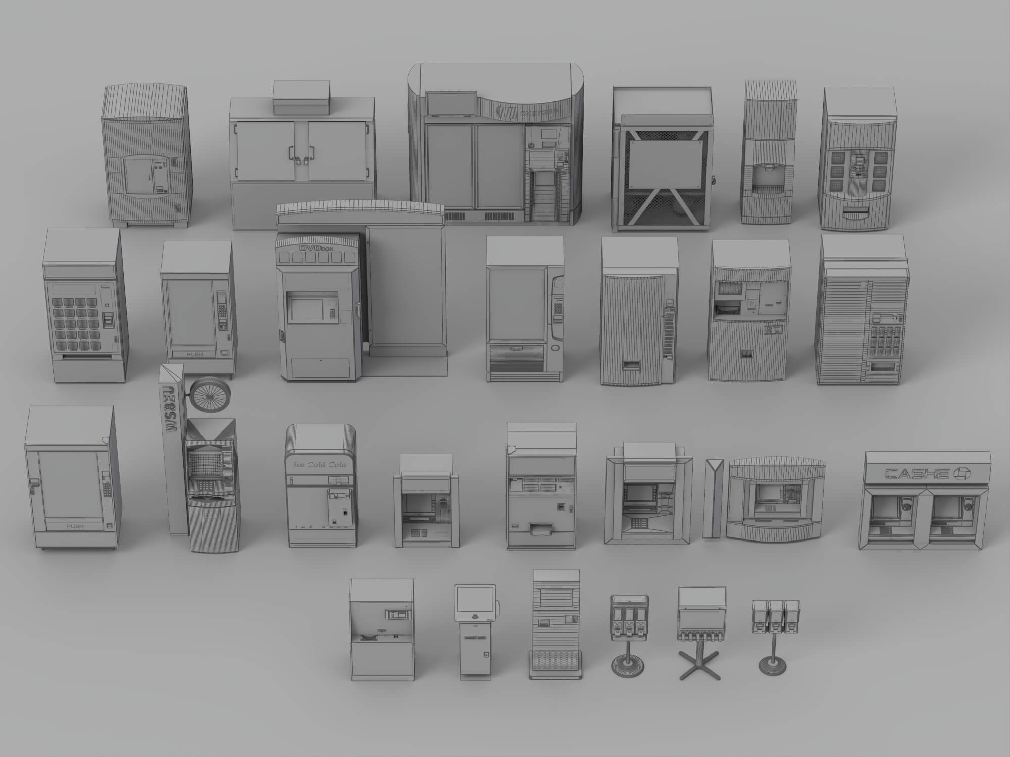Vending Machine Kiosk 3D Model Pack Self Service Equipment S 3D Model