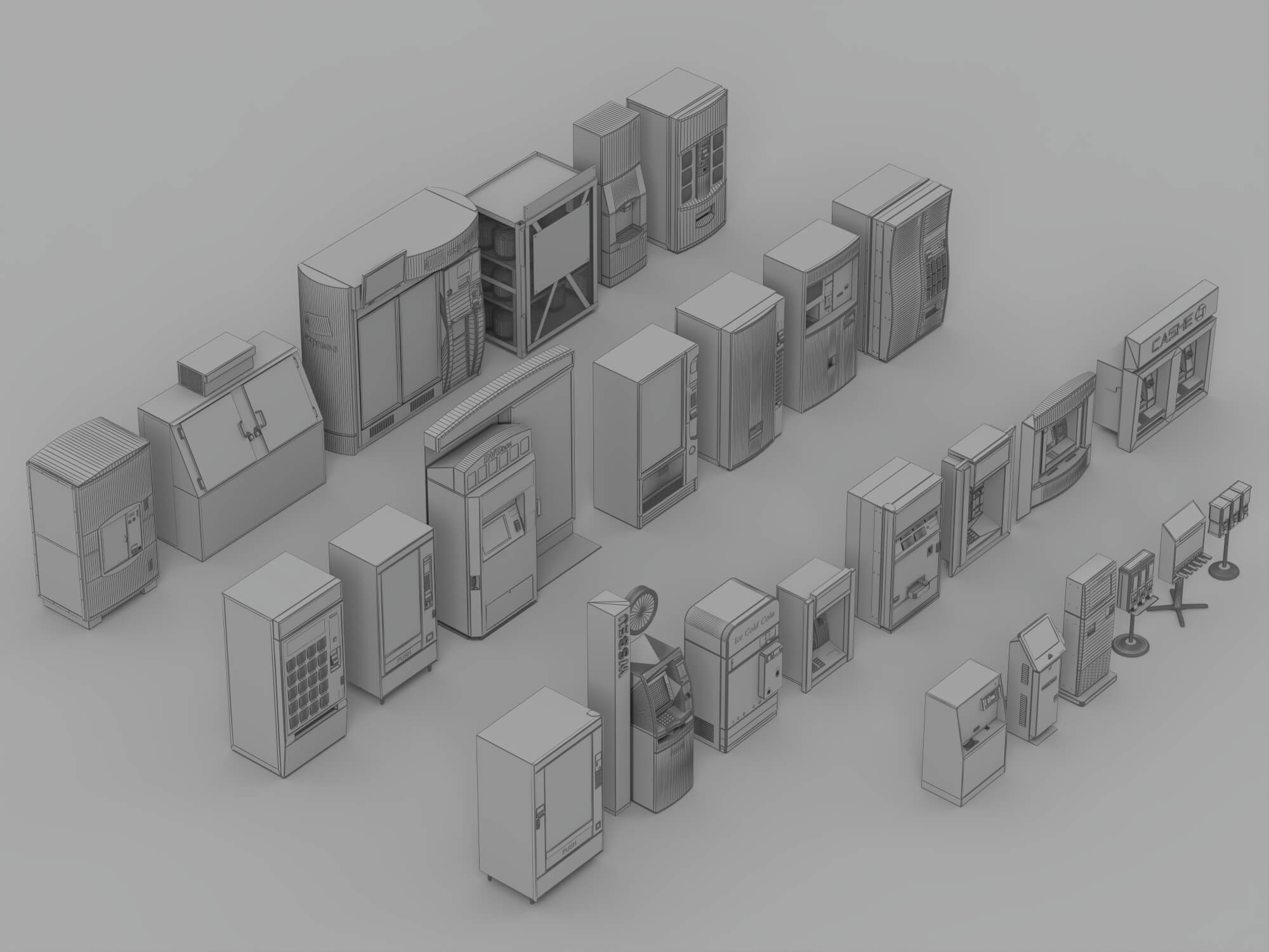 Vending Machine Kiosk 3D Model Pack Self Service Equipment S 3D Model