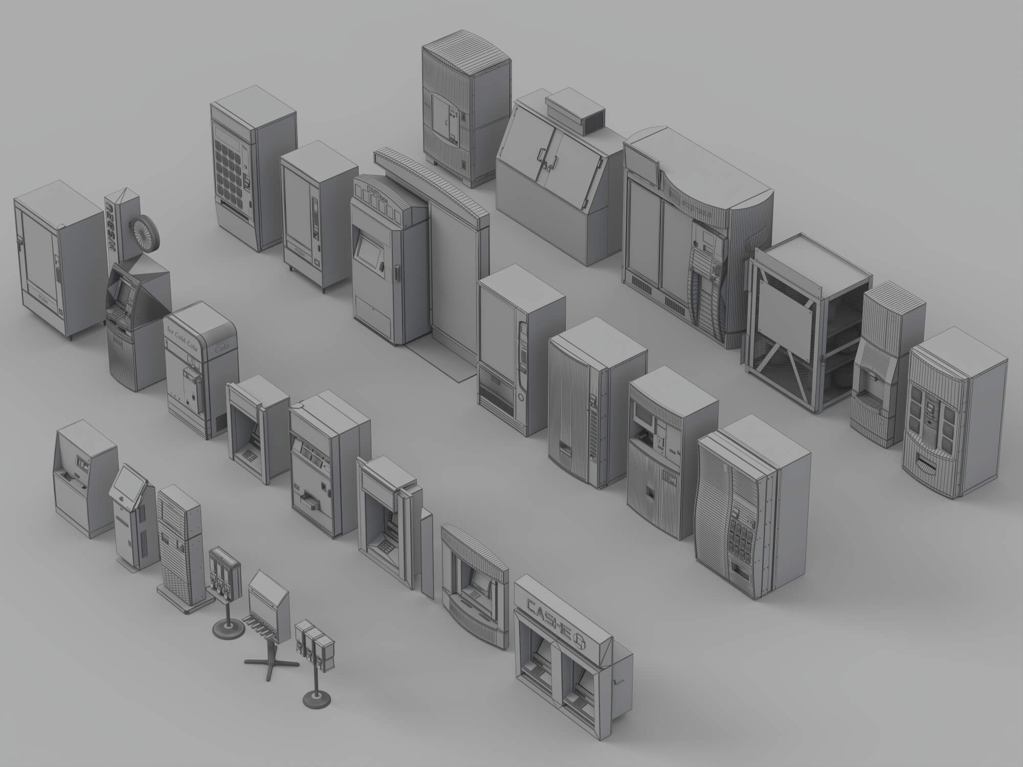Vending Machine Kiosk 3D Model Pack Self Service Equipment S 3D Model