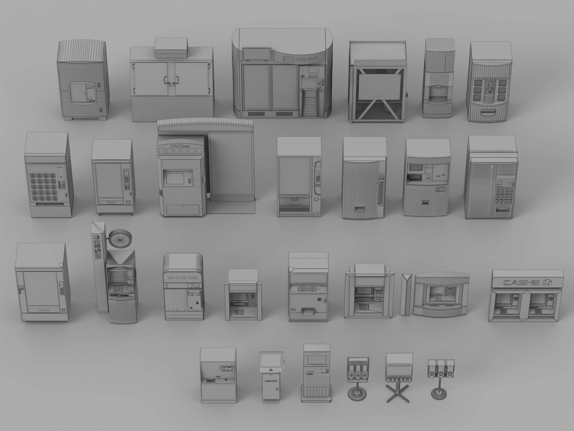 Vending Machine Kiosk 3D Model Pack Self Service Equipment S 3D Model