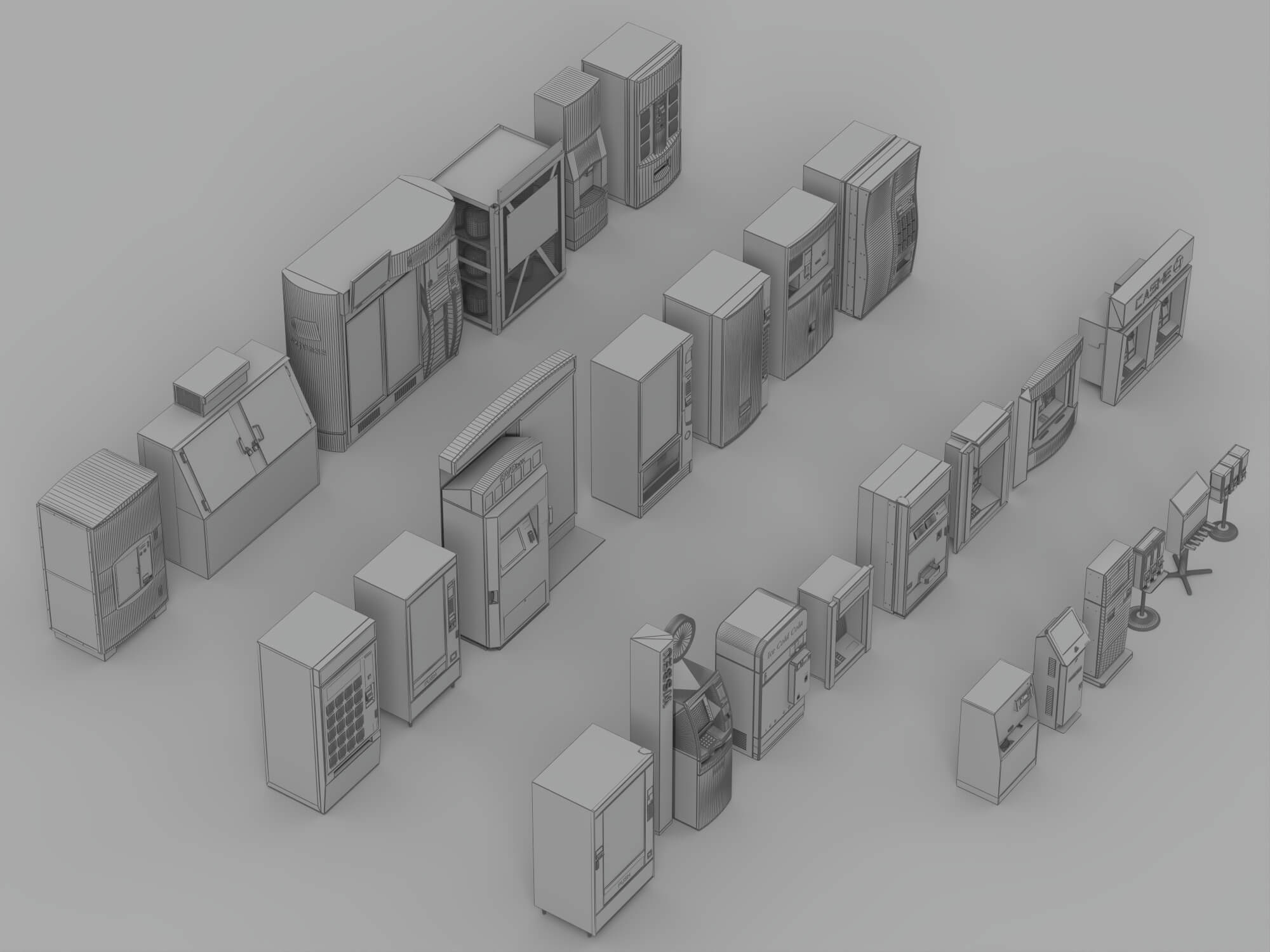 Vending Machine Kiosk 3D Model Pack Self Service Equipment S 3D Model