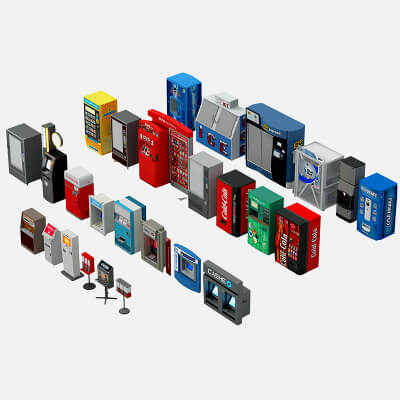 Vending Machine Kiosk 3D Model Pack Self Service Equipment S