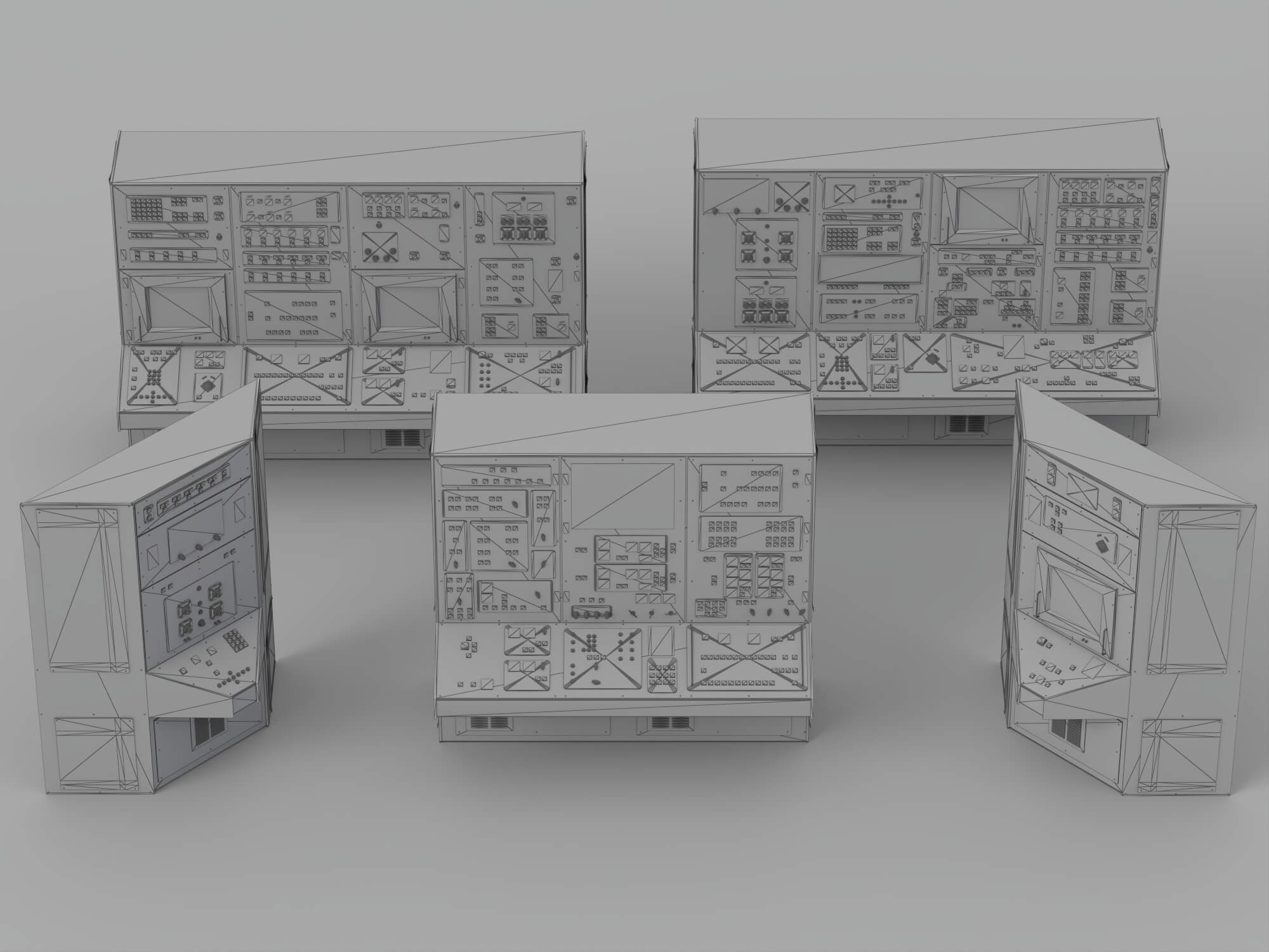 Vintage Industrial Control Consoles 3D Model 3D Model