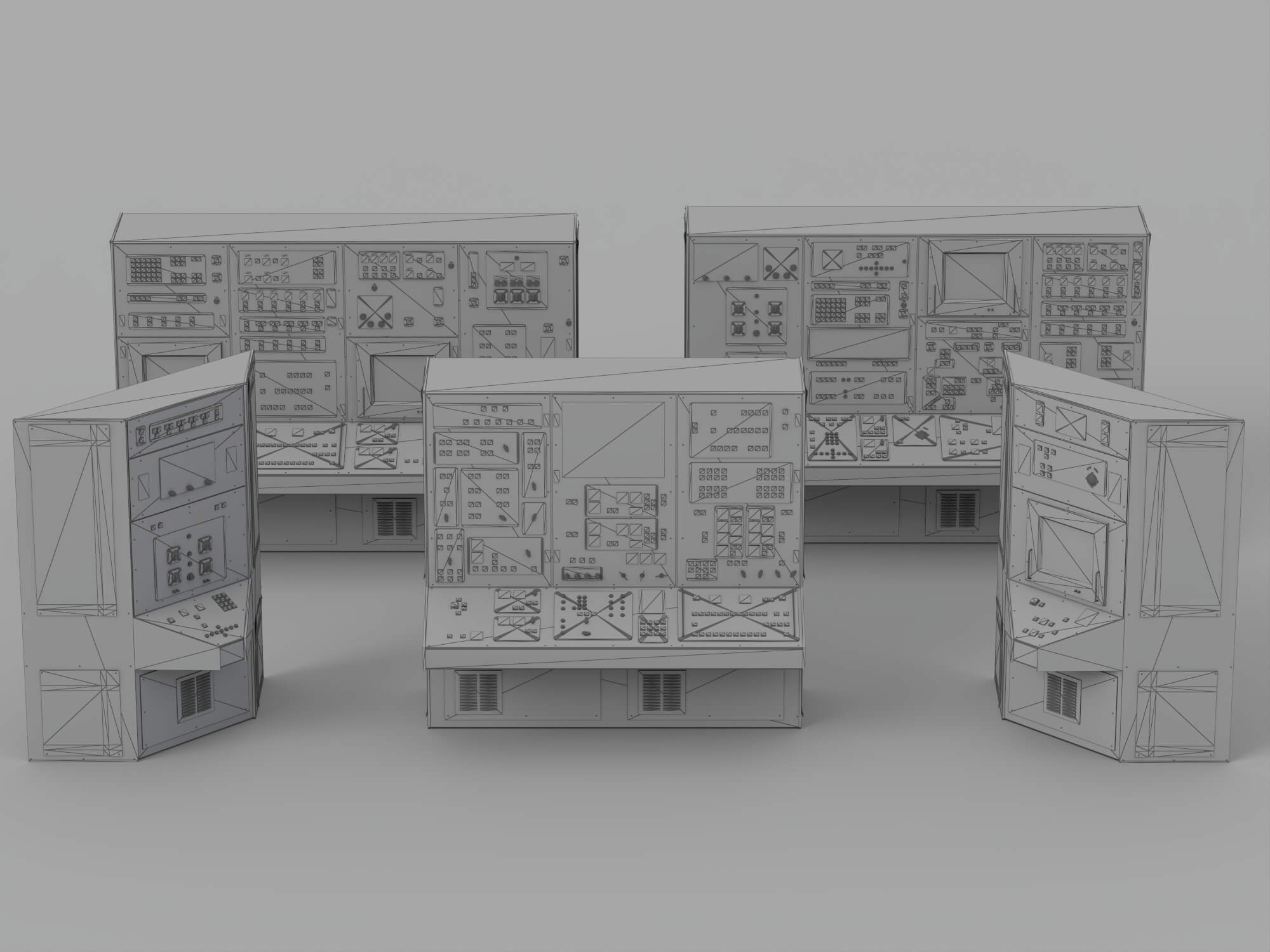 Vintage Industrial Control Consoles 3D Model 3D Model