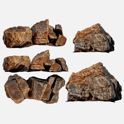Weathered Layered Rock Cluster Pack 3D Model