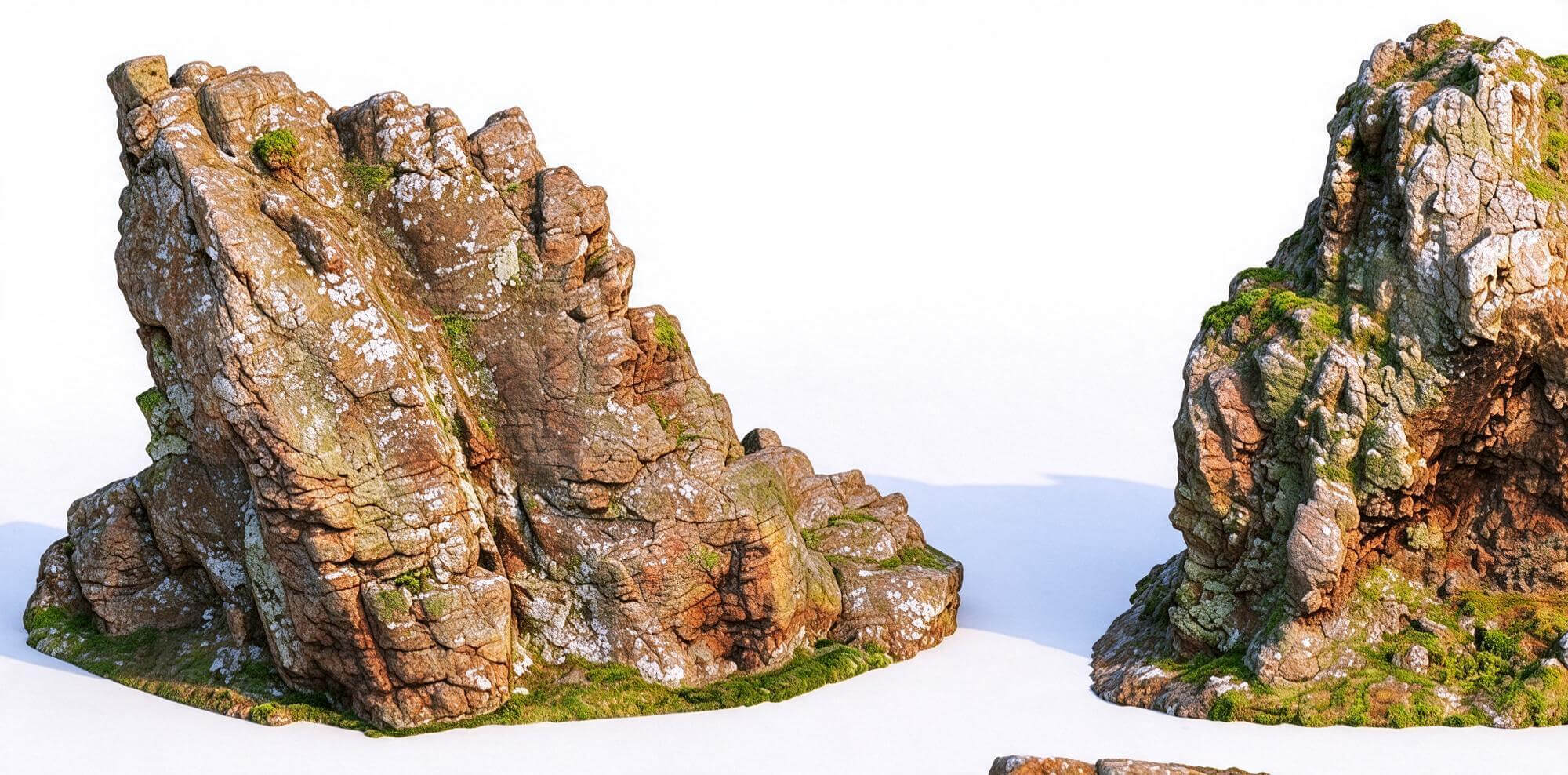Weathered Mossy Cliff Rock Formation Pack 3D Model 3D Model