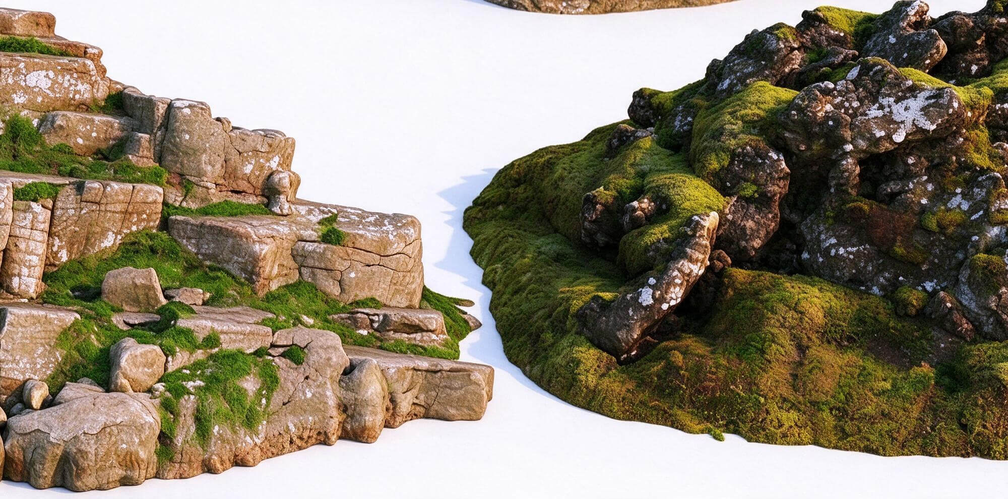 Weathered Mossy Cliff Rock Formation Pack 3D Model 3D Model