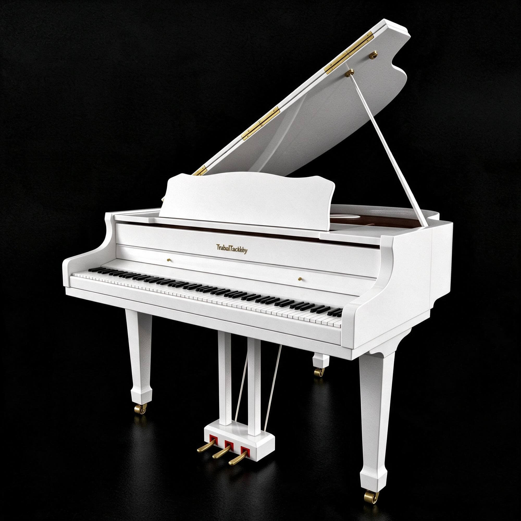 White Gloss Grand Piano 3D Model 3D Model