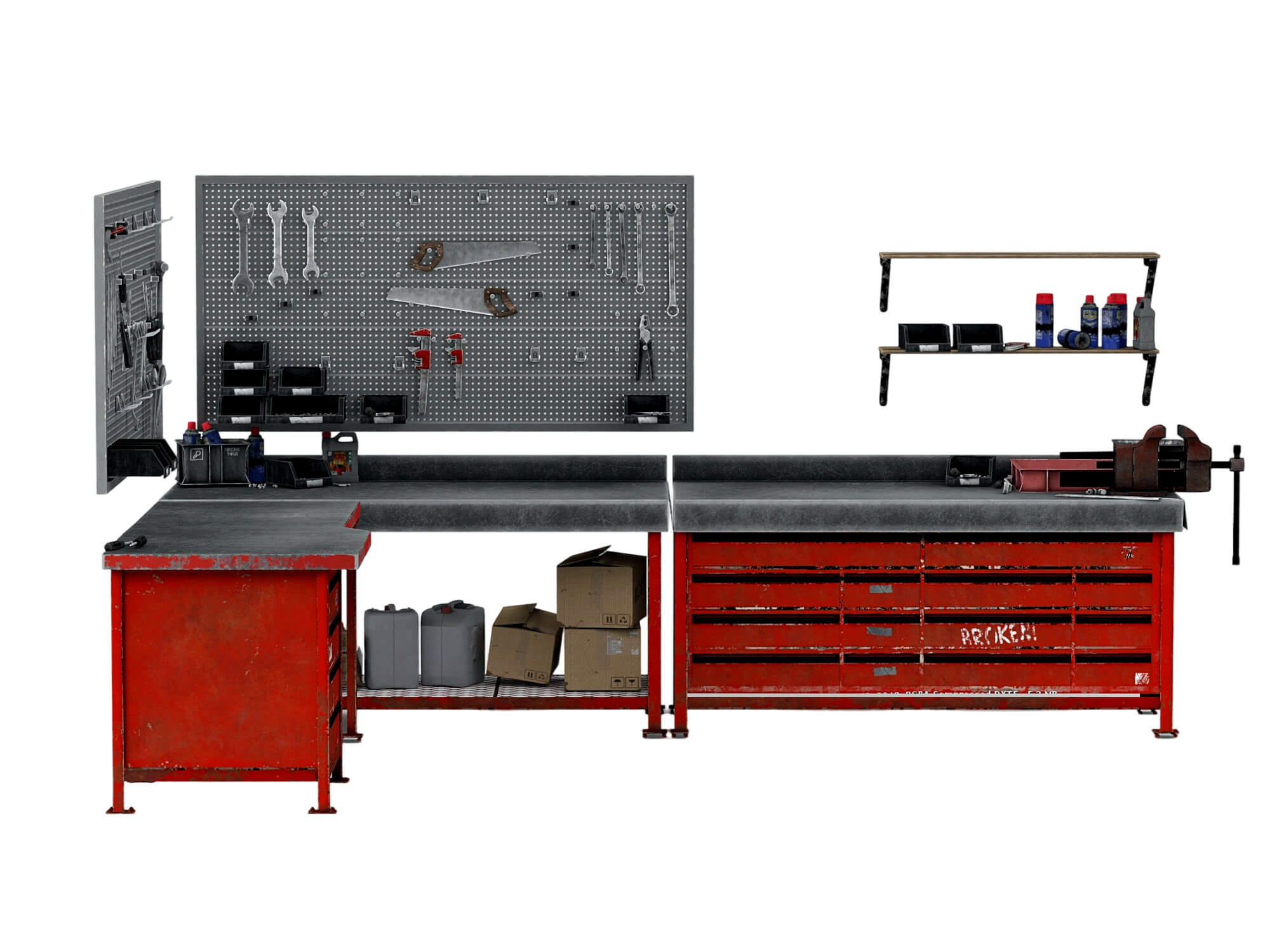 Workbench Tool Station 3D Model Garage Workshop Set 3D Model