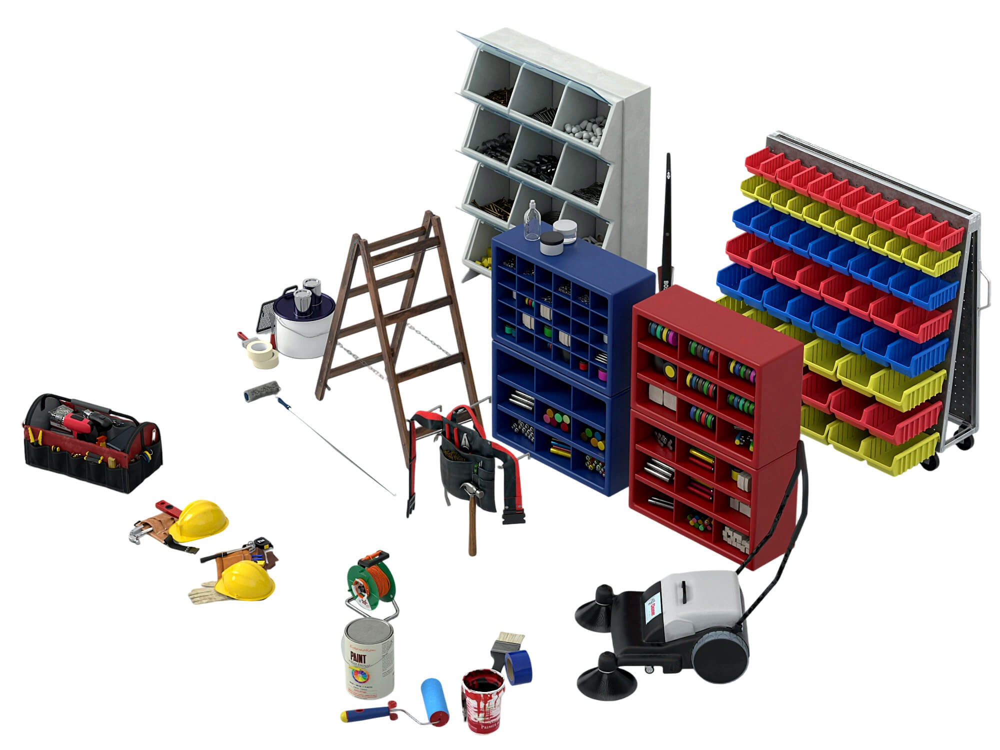 Workshop Tool Storage 3D Model Pack Garage Maintenance Equip 3D Model