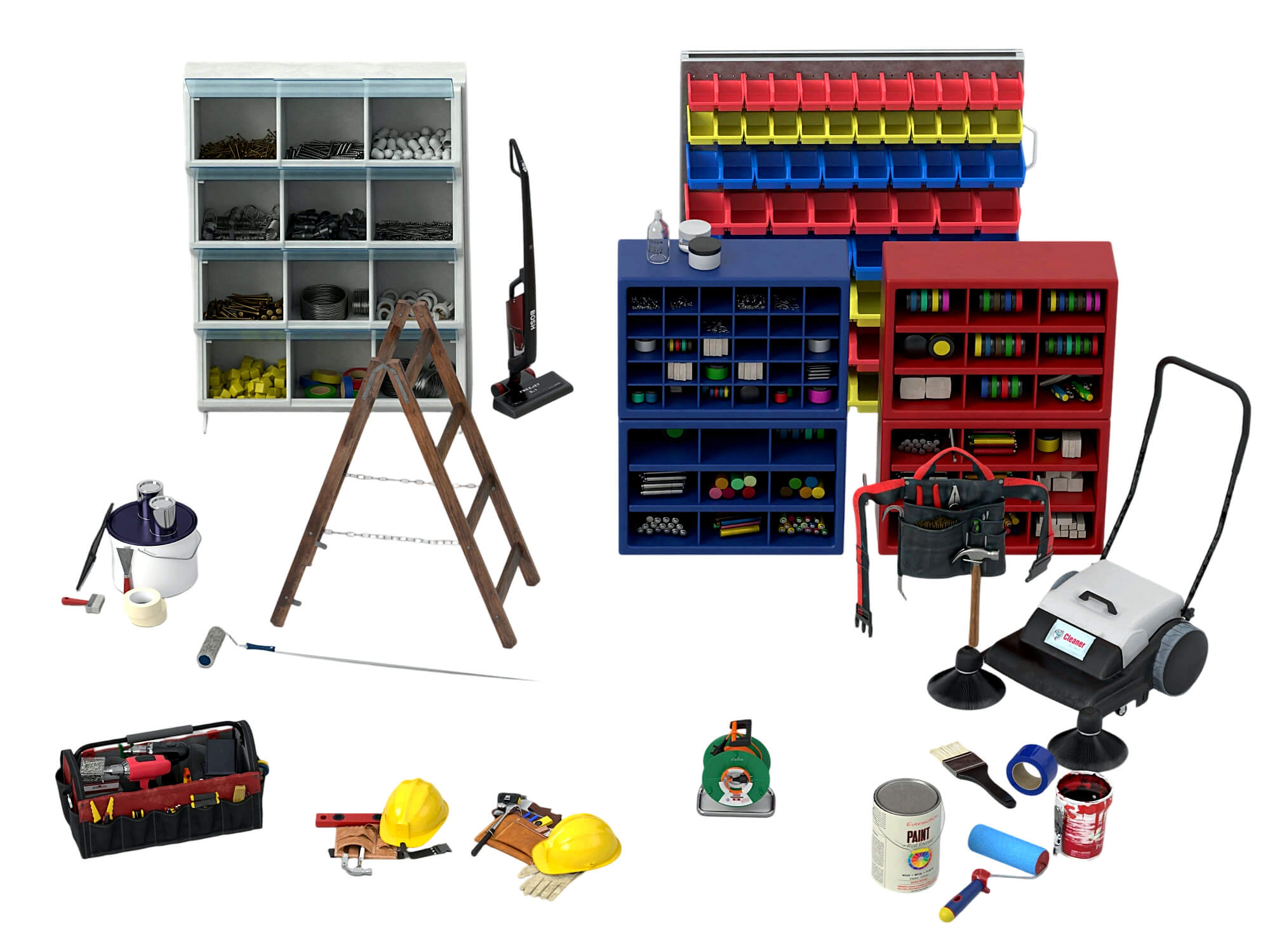 Workshop Tool Storage 3D Model Pack Garage Maintenance Equip 3D Model