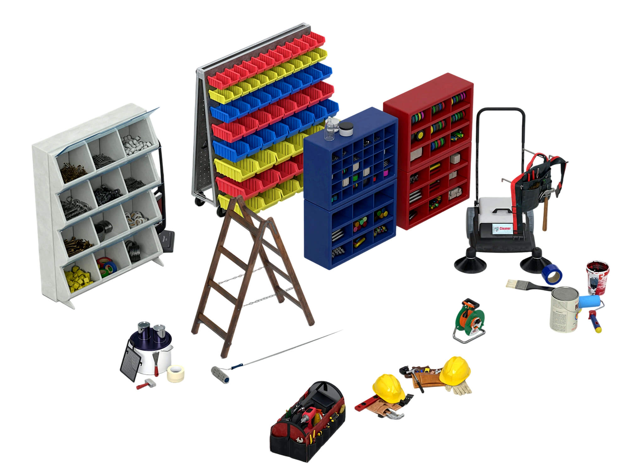 Workshop Tool Storage 3D Model Pack Garage Maintenance Equip 3D Model
