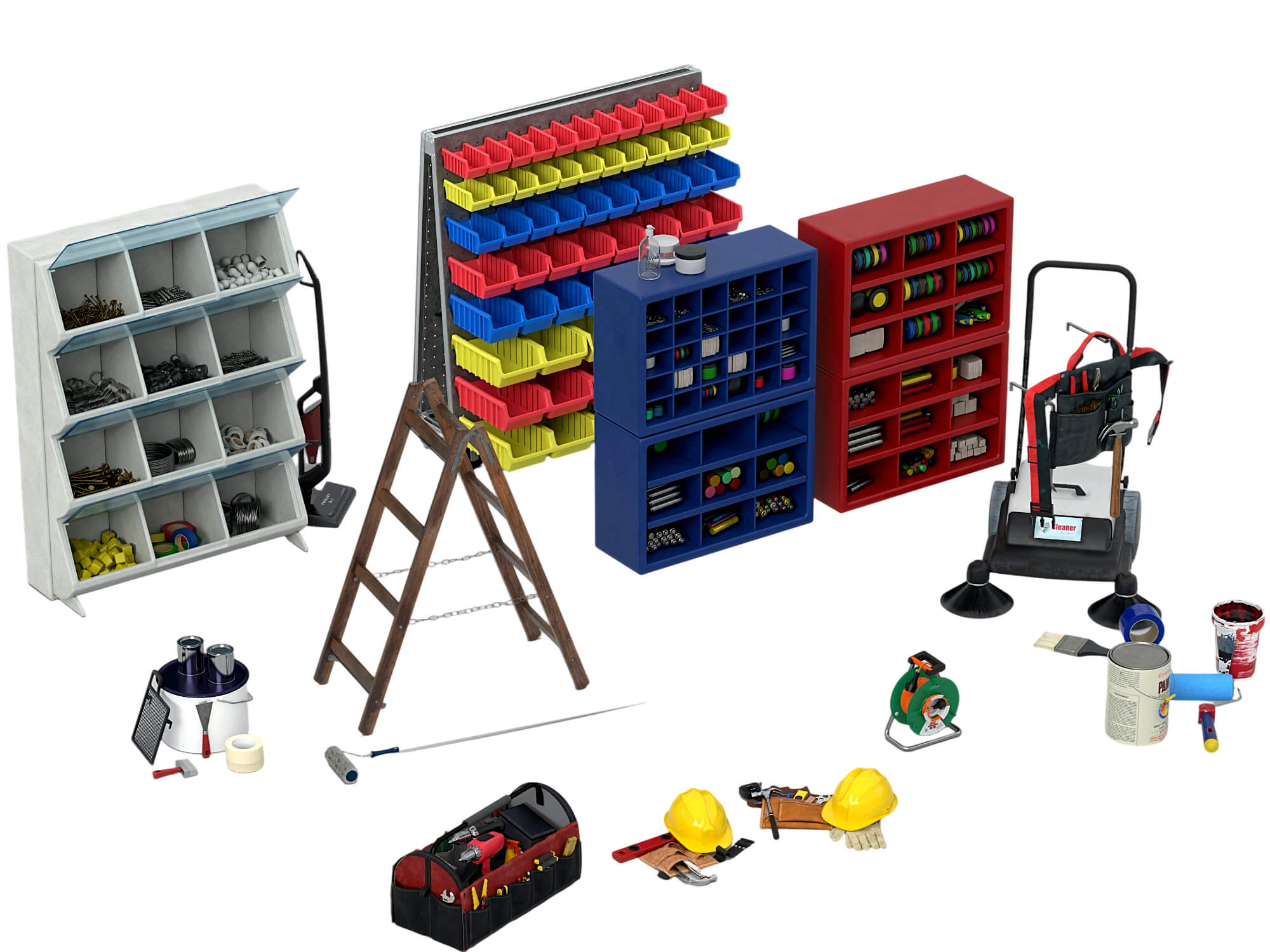 Workshop Tool Storage 3D Model Pack Garage Maintenance Equip 3D Model