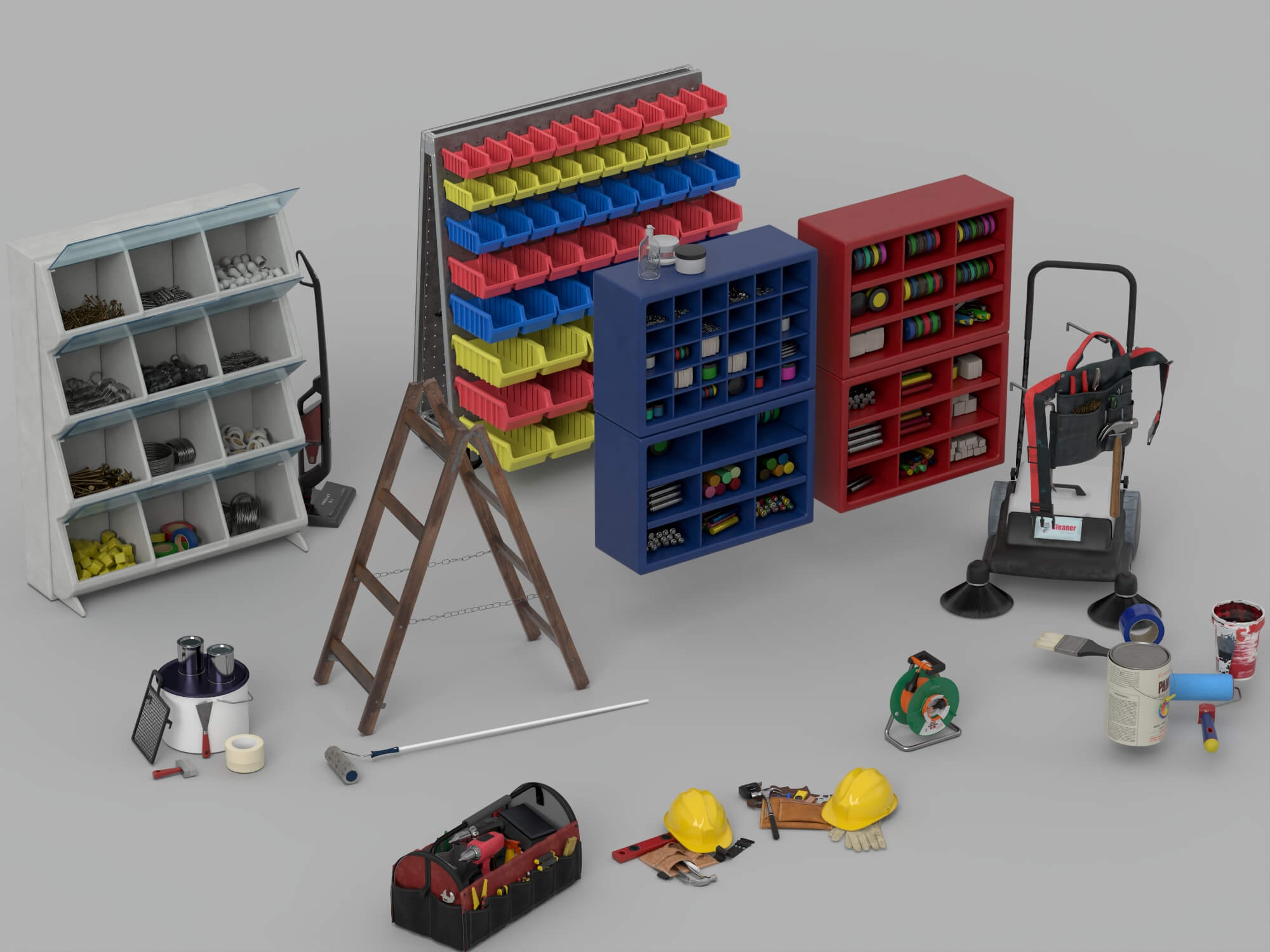 Workshop Tool Storage 3D Model Pack Garage Maintenance Equip 3D Model