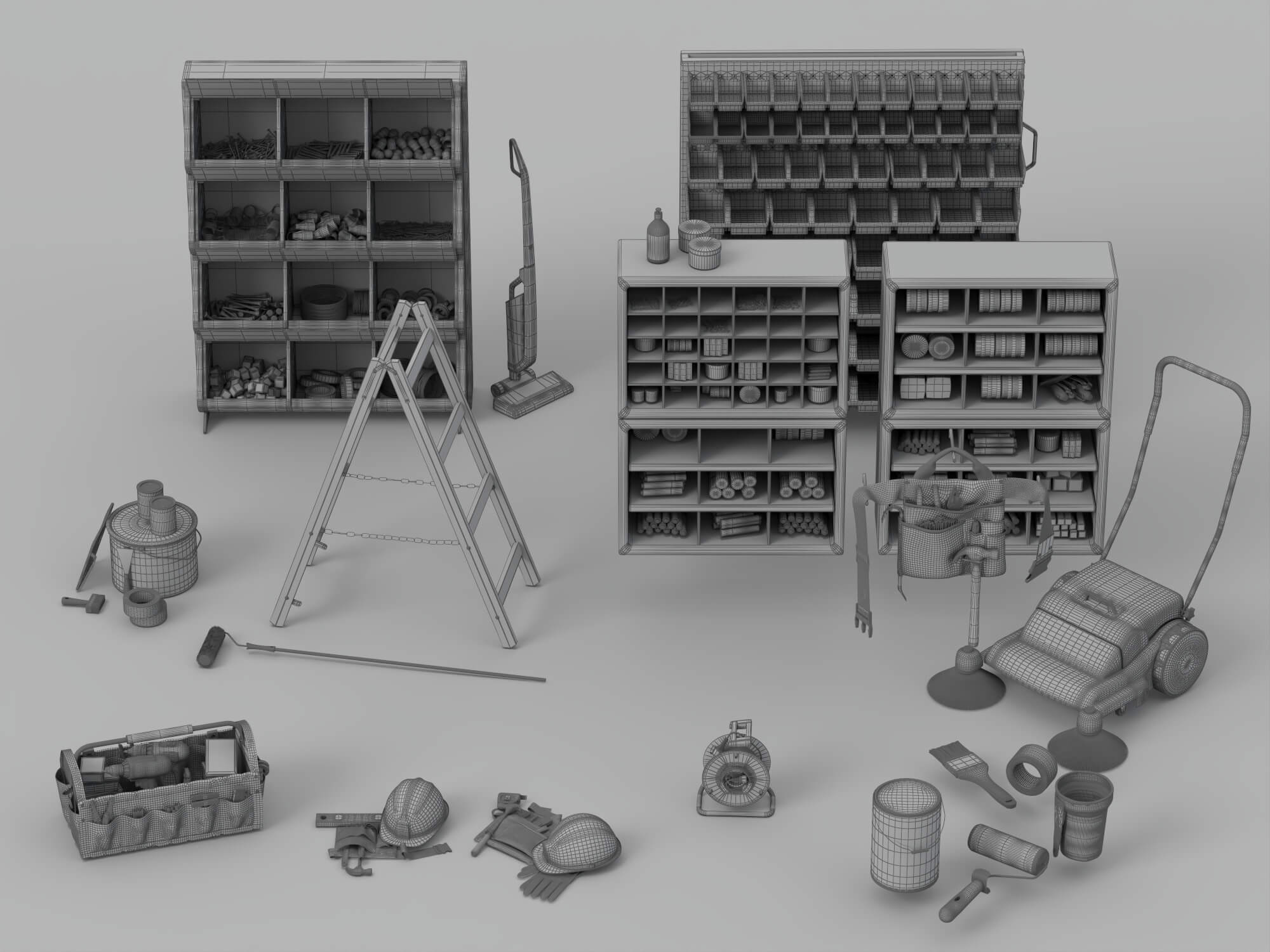 Workshop Tool Storage 3D Model Pack Garage Maintenance Equip 3D Model