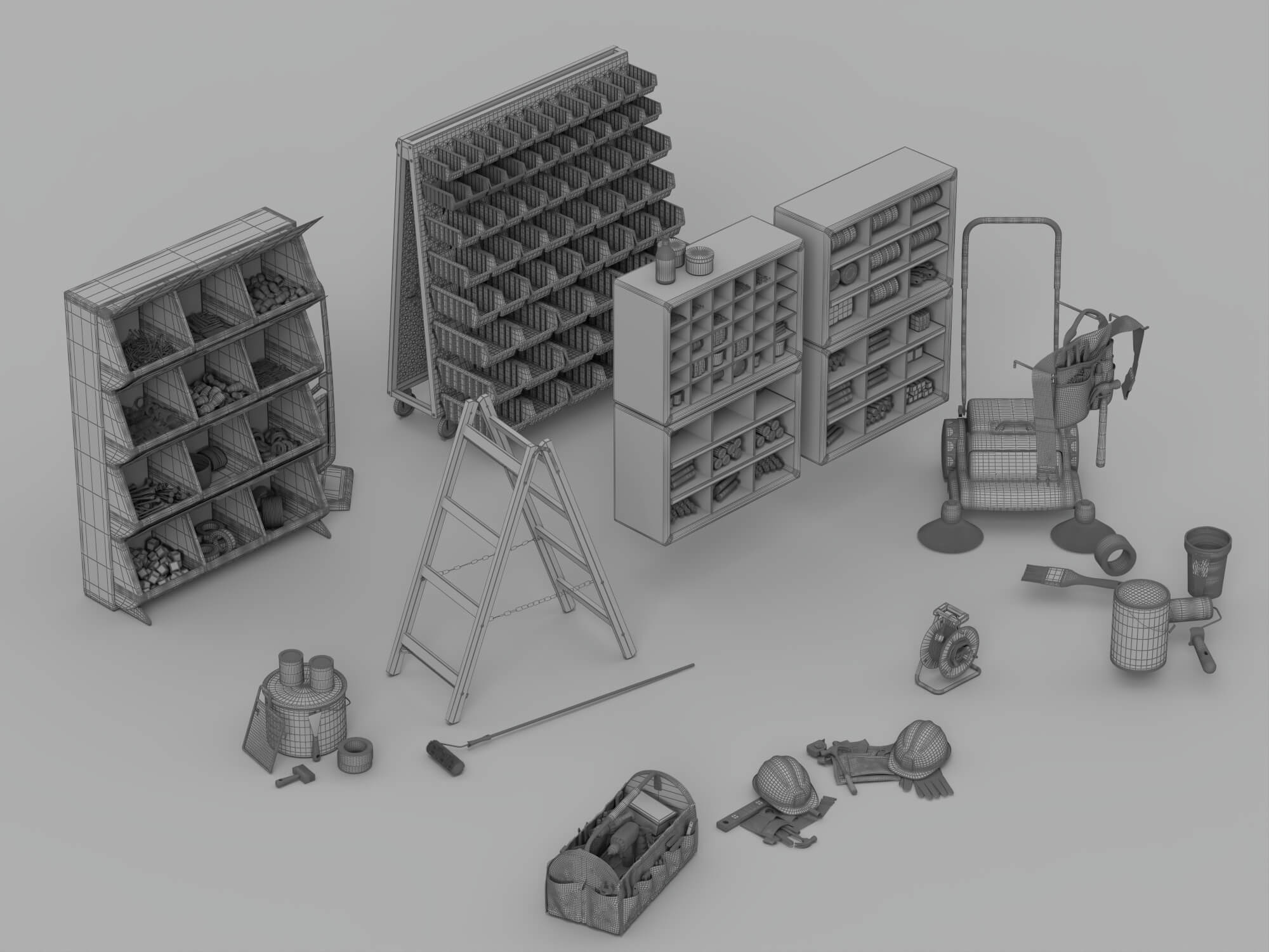 Workshop Tool Storage 3D Model Pack Garage Maintenance Equip 3D Model