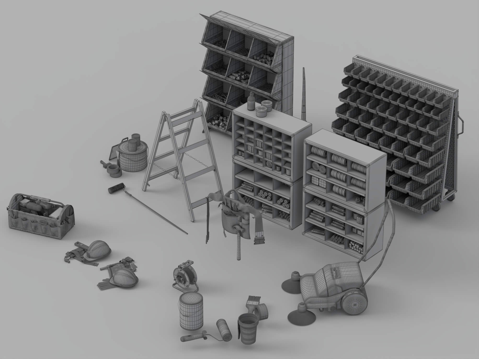 Workshop Tool Storage 3D Model Pack Garage Maintenance Equip 3D Model