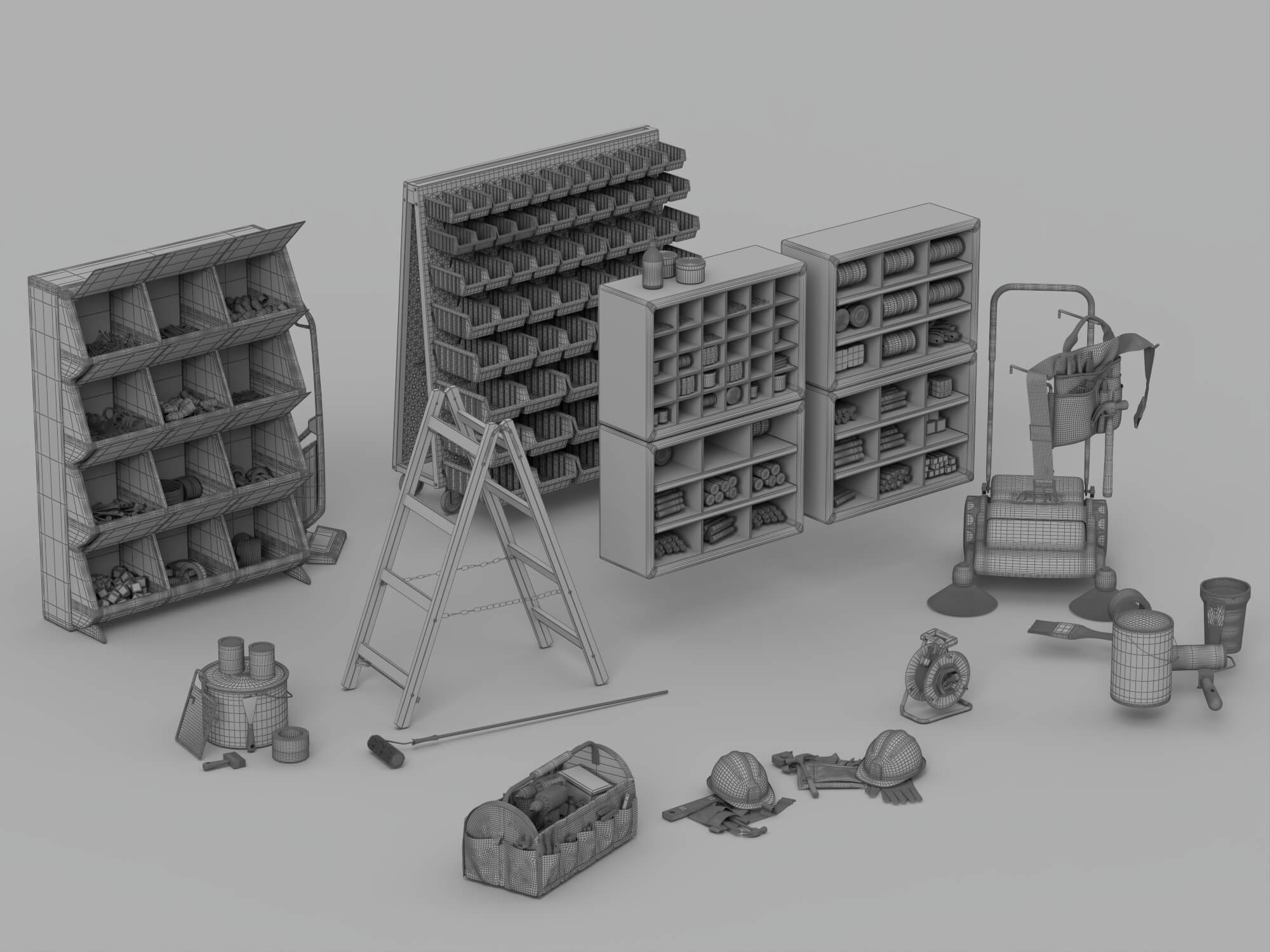 Workshop Tool Storage 3D Model Pack Garage Maintenance Equip 3D Model