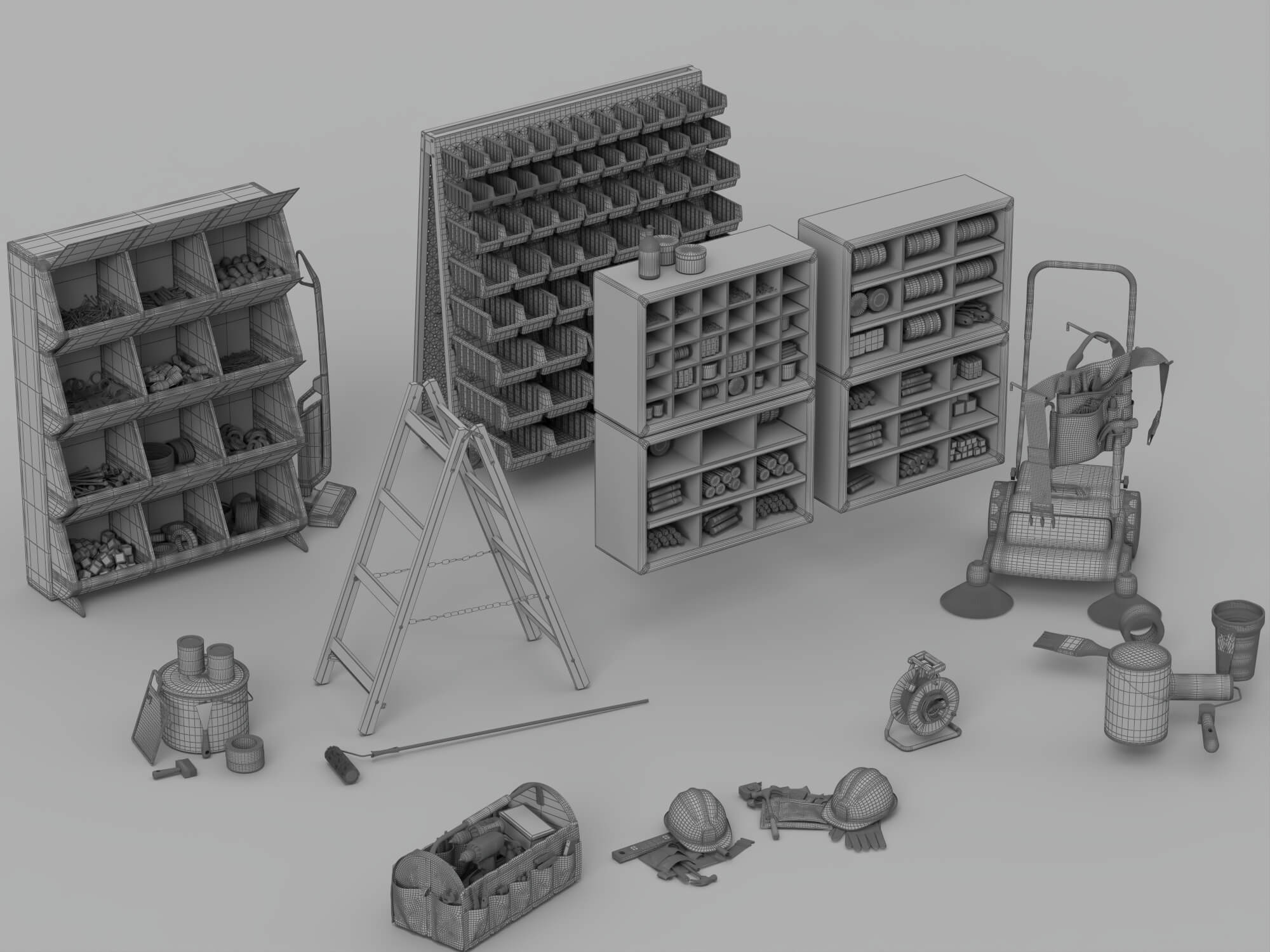 Workshop Tool Storage 3D Model Pack Garage Maintenance Equip 3D Model