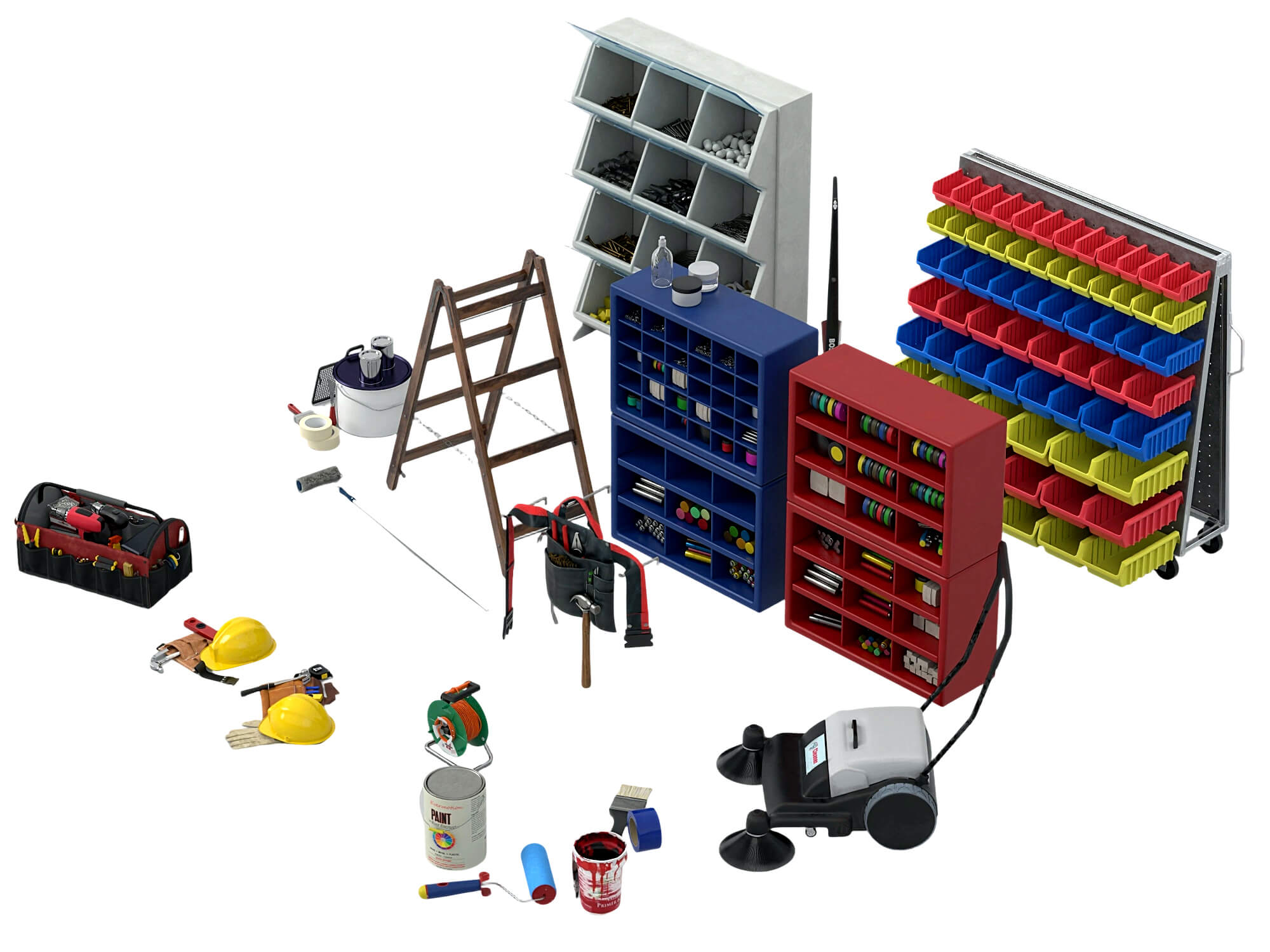 Workshop Tool Storage 3D Model Pack Garage Maintenance Equip 3D Model