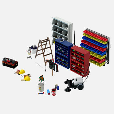 Workshop Tool Storage 3D Model Pack Garage Maintenance Equip