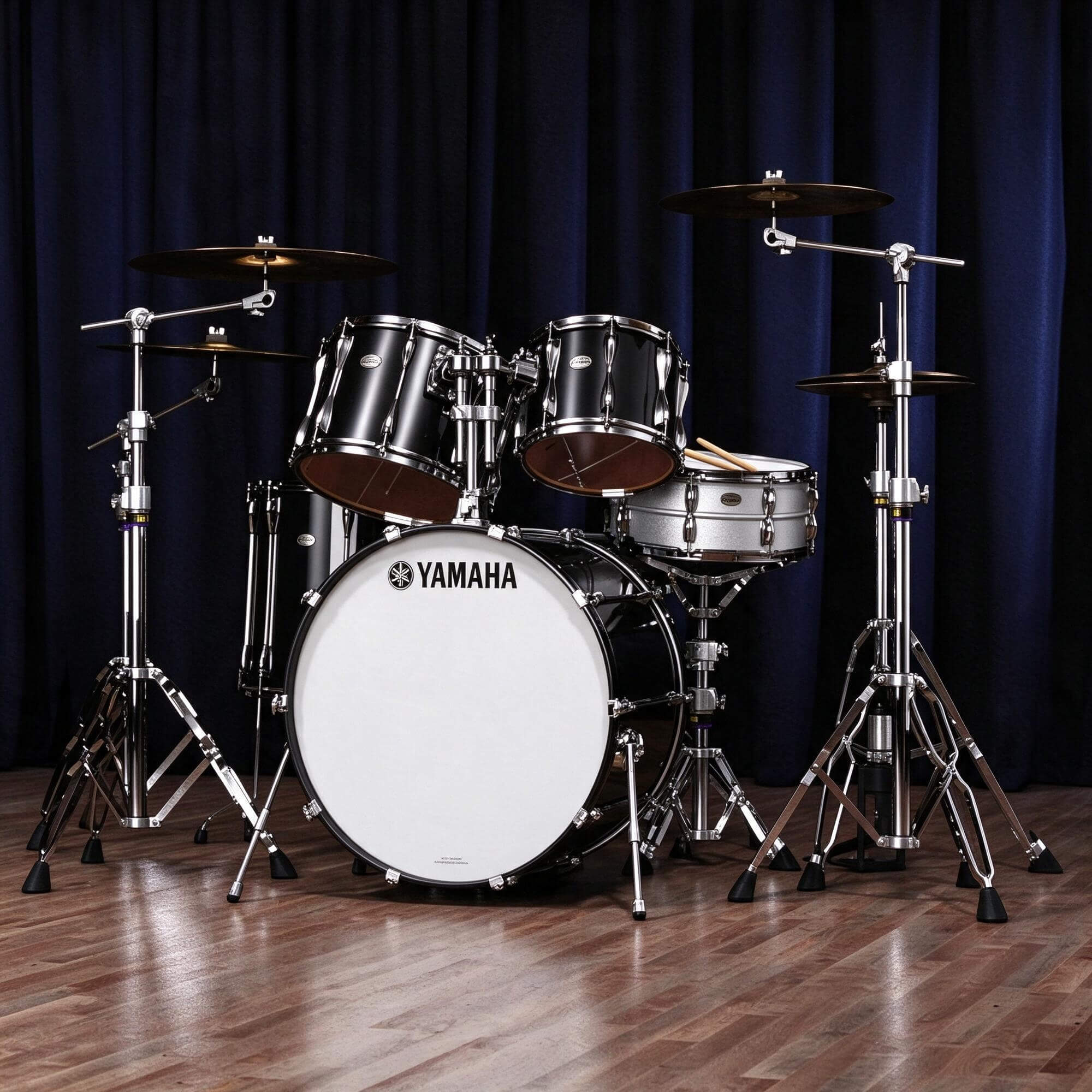 Yamaha Black Acoustic Drum Kit 3D Model 3D Model