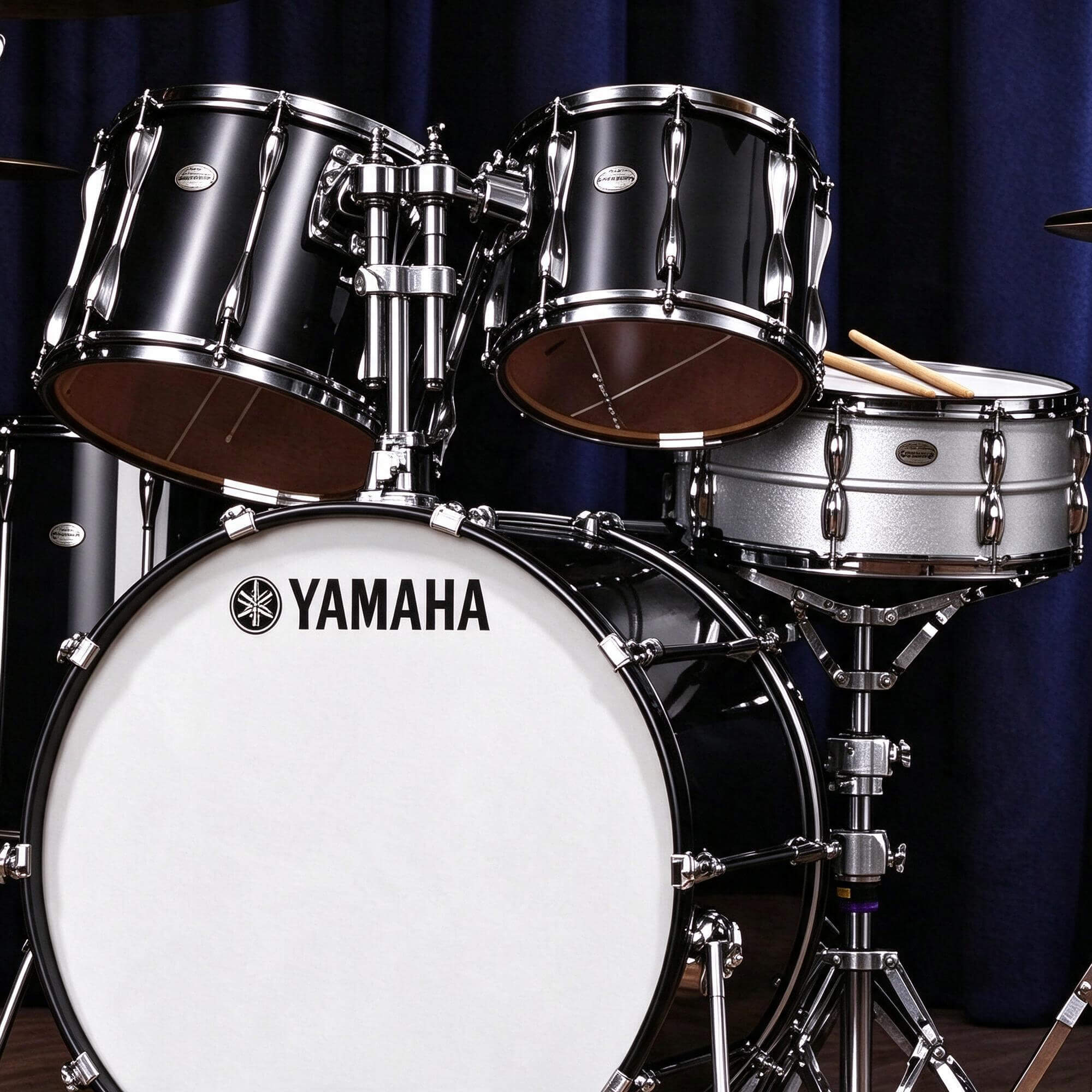 Yamaha Black Acoustic Drum Kit 3D Model 3D Model